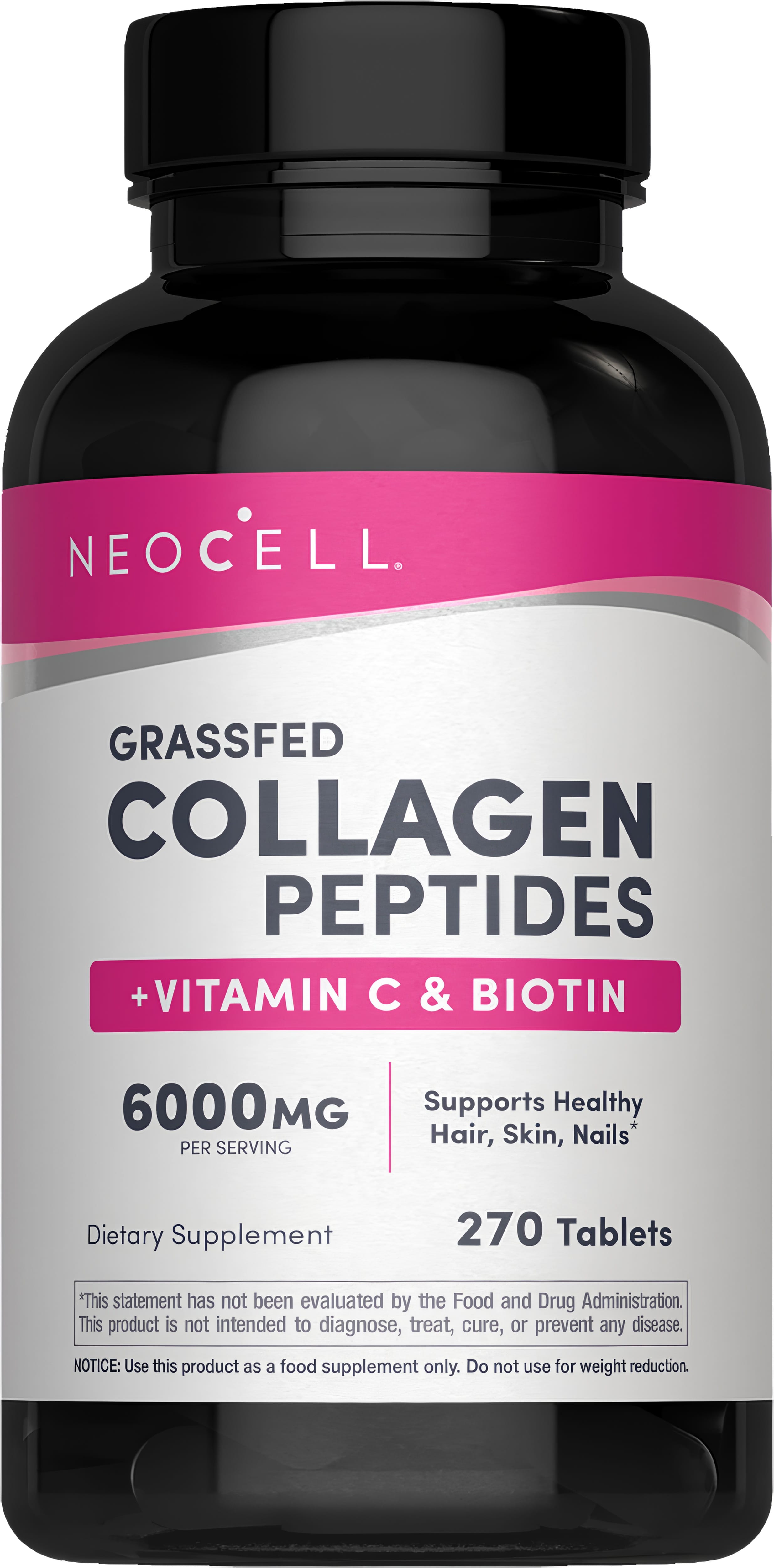 Grassfed Collagen Peptides  + C & Biotin, 6000 mg, 270 Tablets