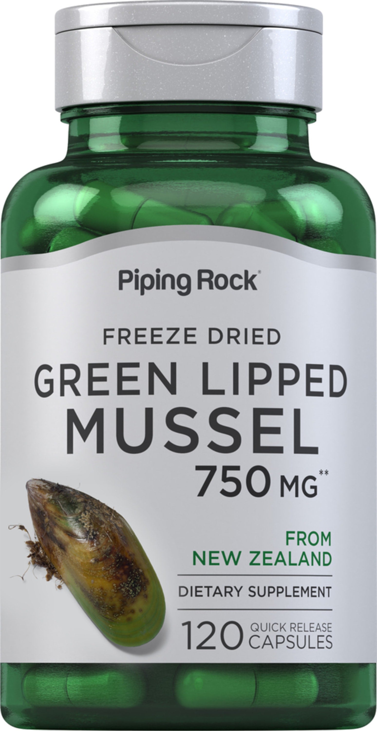 Green Lipped Mussel Freeze Dried from New Zealand, 750 mg, 120 Quick Release Capsules