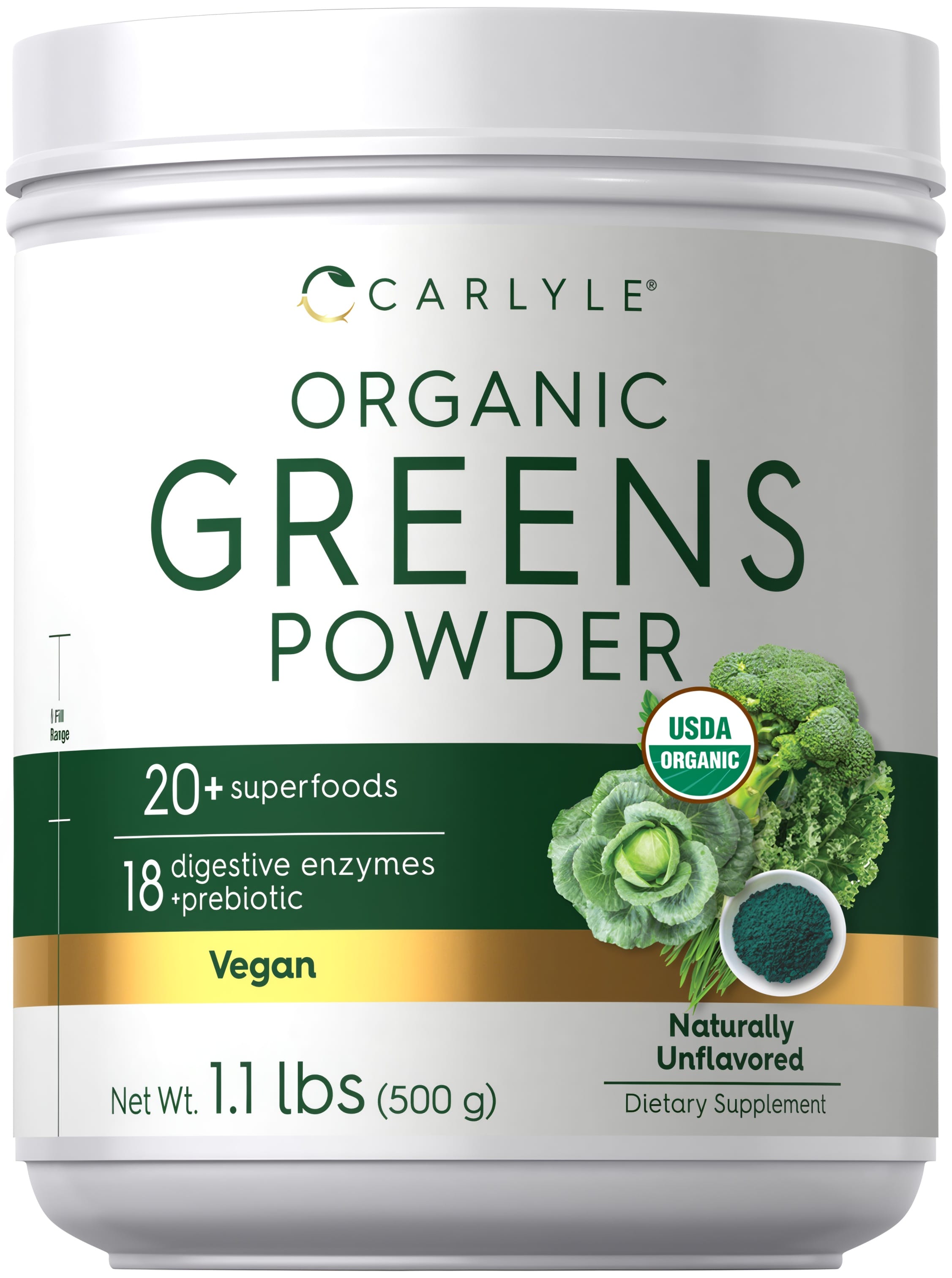 Greens Powder (Organic), 1.1 lb (500 g) Bottle