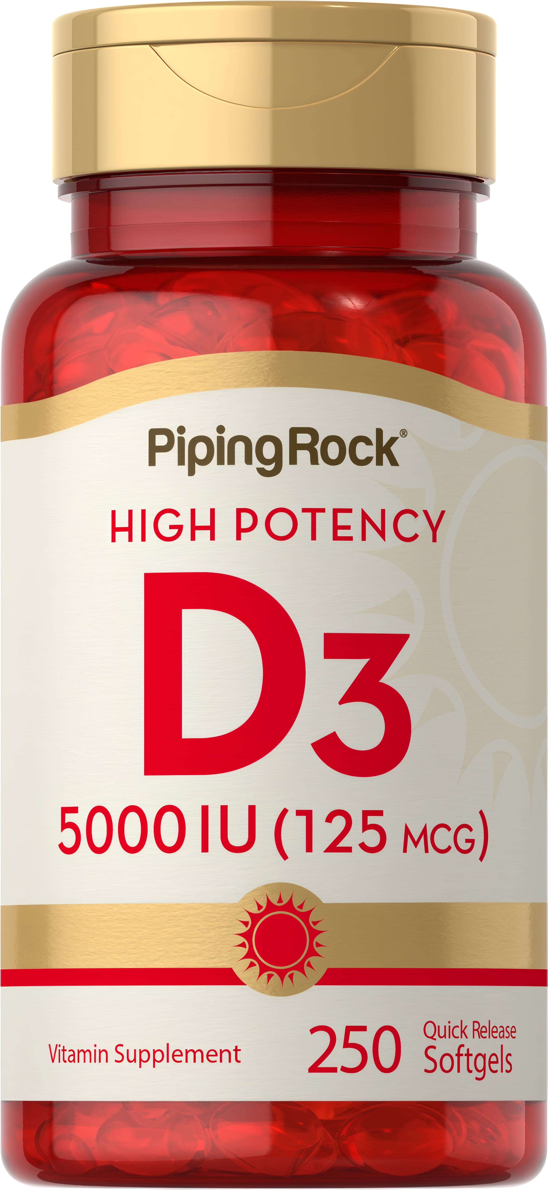 High Potency Vitamin D3, 5000 IU, 250 Quick Release Softgels