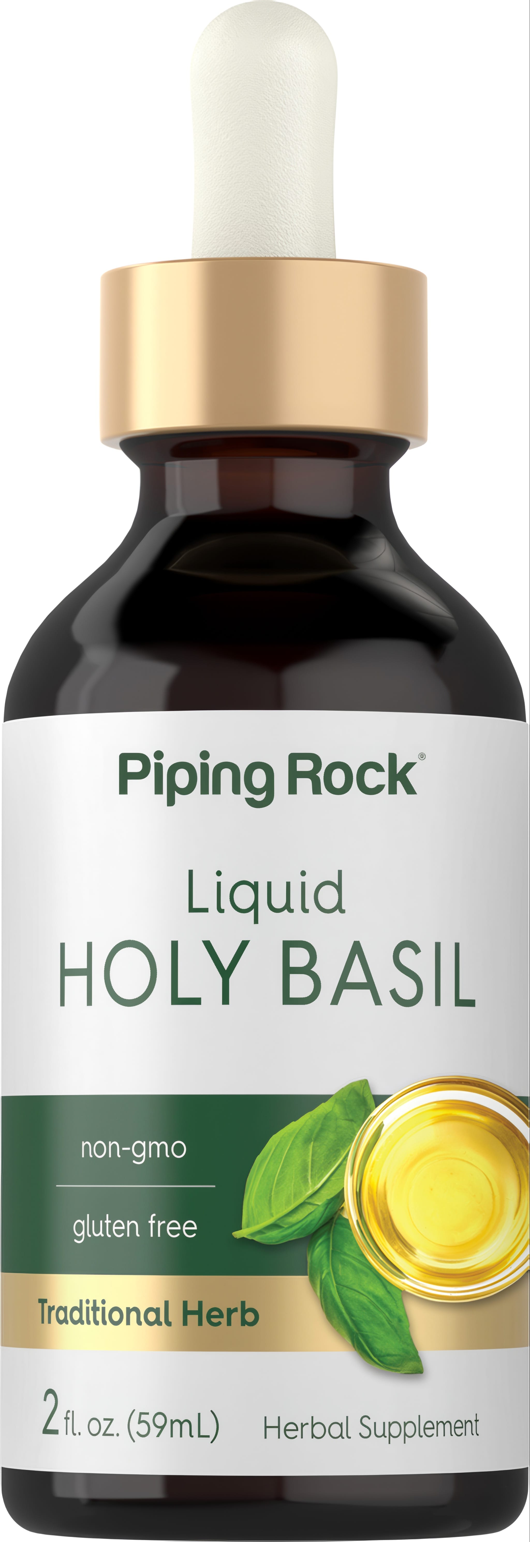 Liquid HOLY BASIL dropper bottle, 2 fl. oz. (59mL), non-gmo, gluten-free, Traditional Herb, Herbal Supplement.
