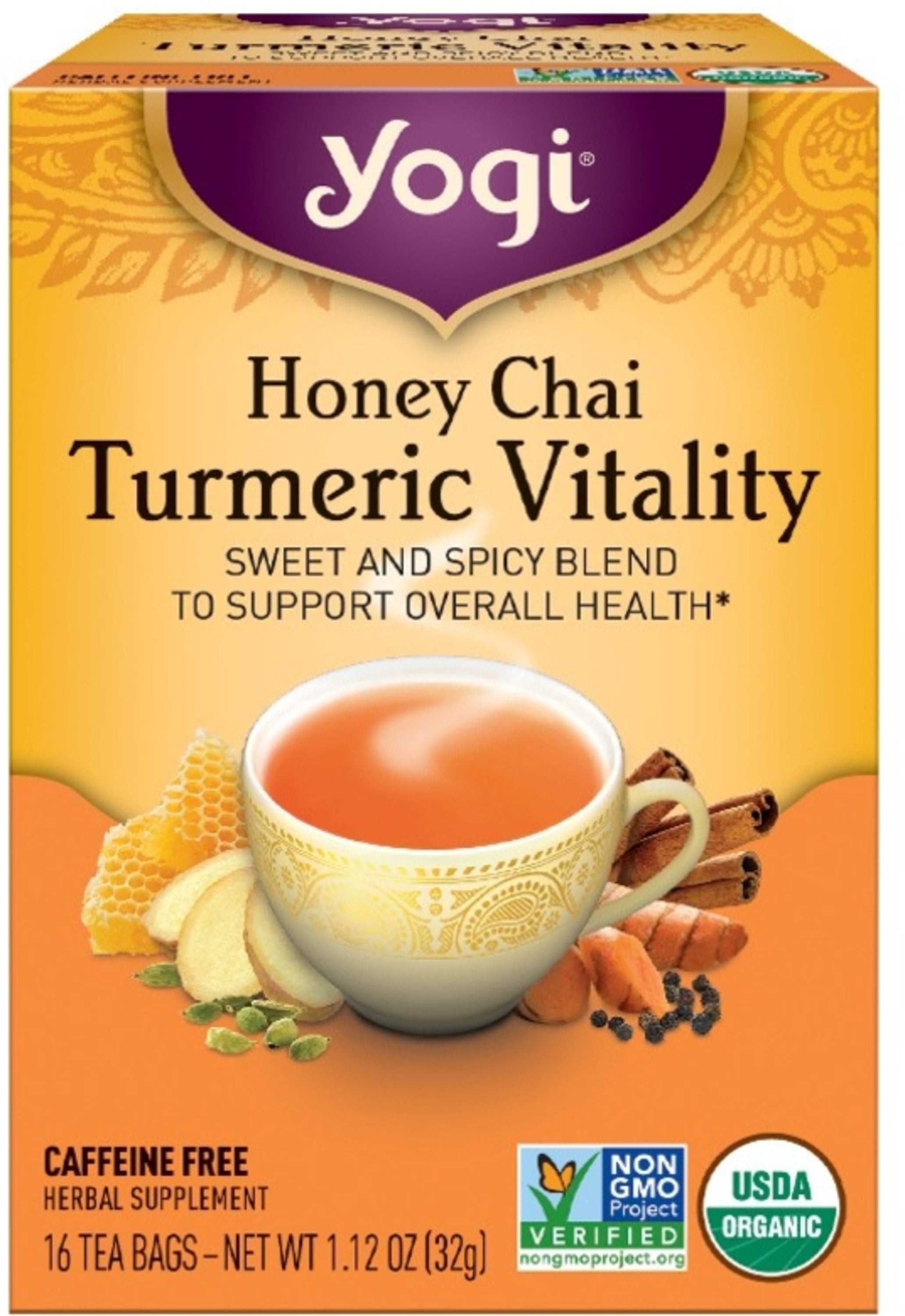 Honey Chai Turmeric Tea (Organic), 16 Tea Bags