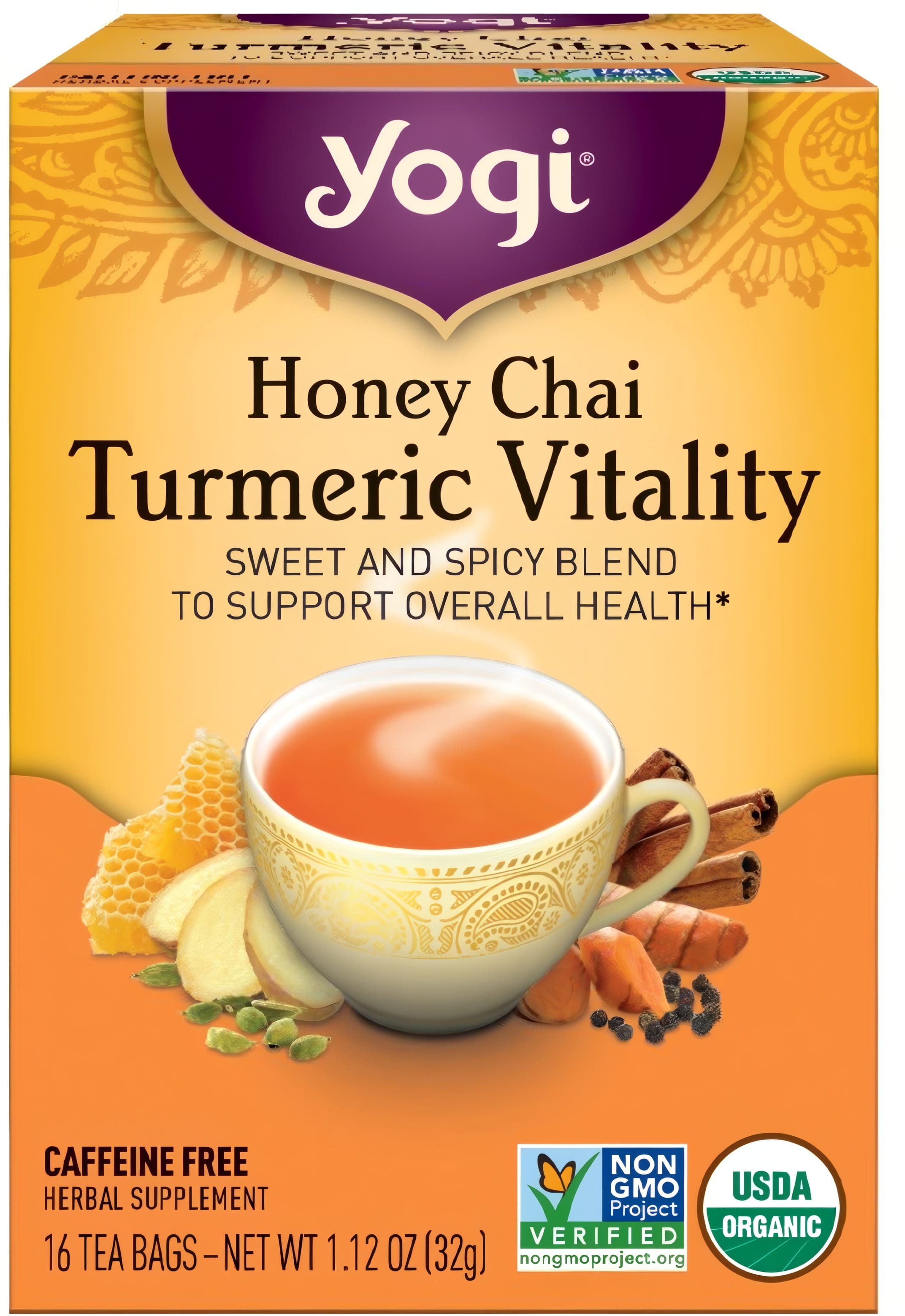 Honey Chai Turmeric Tea (Organic), 16 Tea Bags