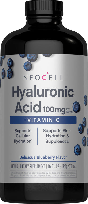 Hyaluronic Acid 100 mg plus C Liquid (Delicious Blueberry Flavor), 16 fl oz (473 mL) Bottle