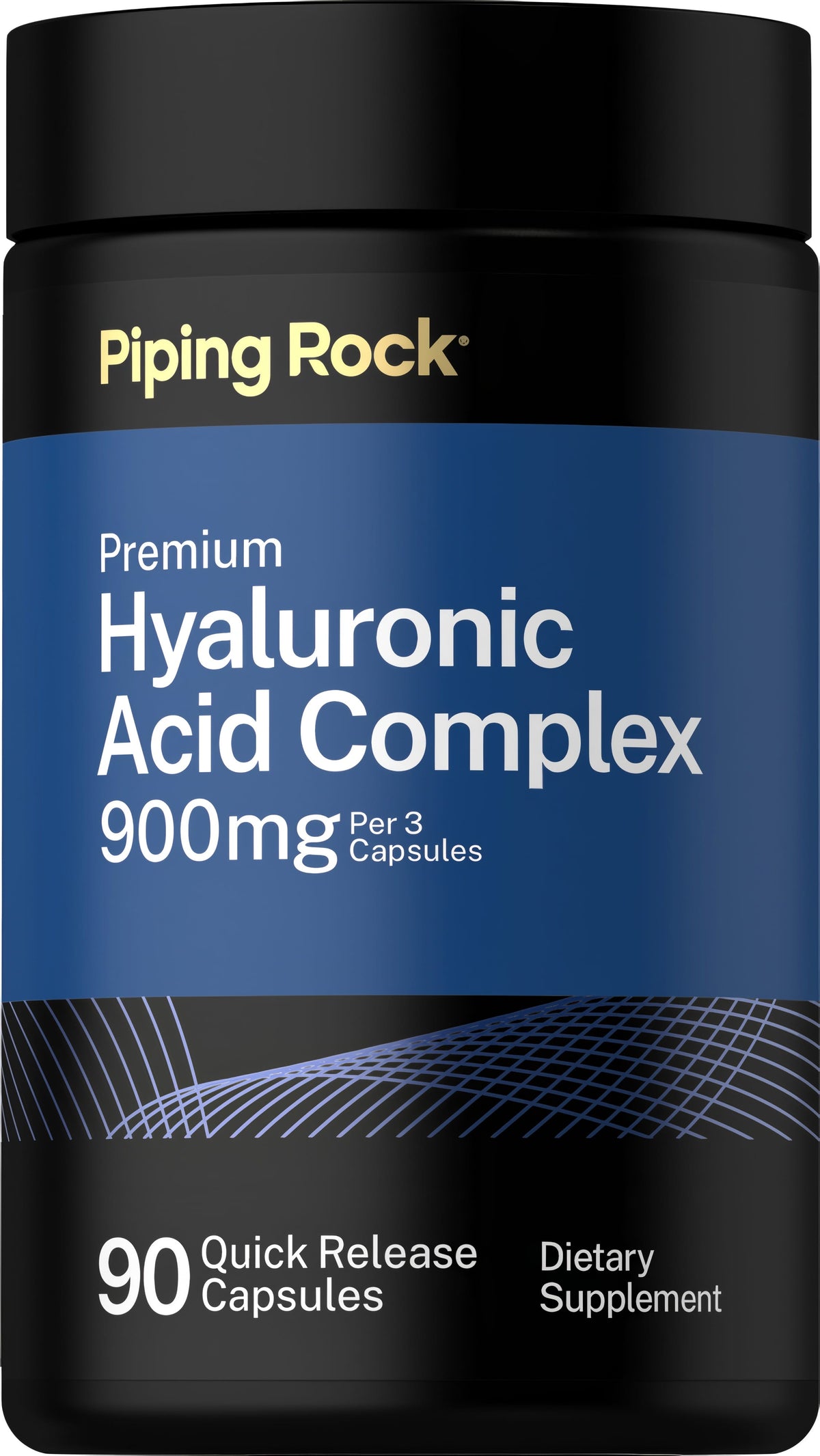 Hyaluronic Acid Complex 900mg per 3 capsules in a bottle of 90 quick release capsules, dietary supplement.