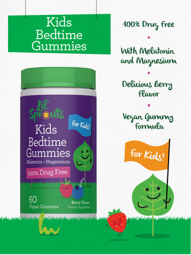 Kids Melatonin + Magnesium Gummies (Berry), 60 Vegan Gummies
