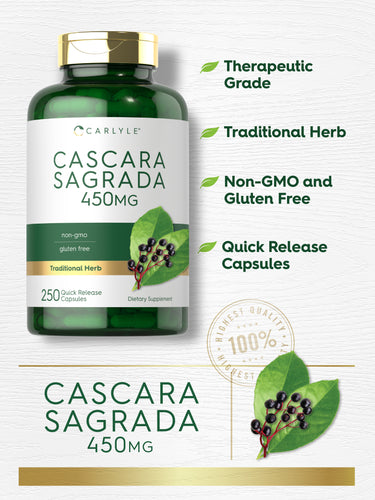 Product highlights graphic stating Therapeutic Grade, Traditional Herb, Non-GMO and Gluten Free, Quick Release Capsules.