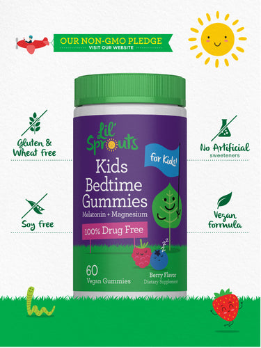Kids Melatonin + Magnesium Gummies (Berry), 60 Vegan Gummies