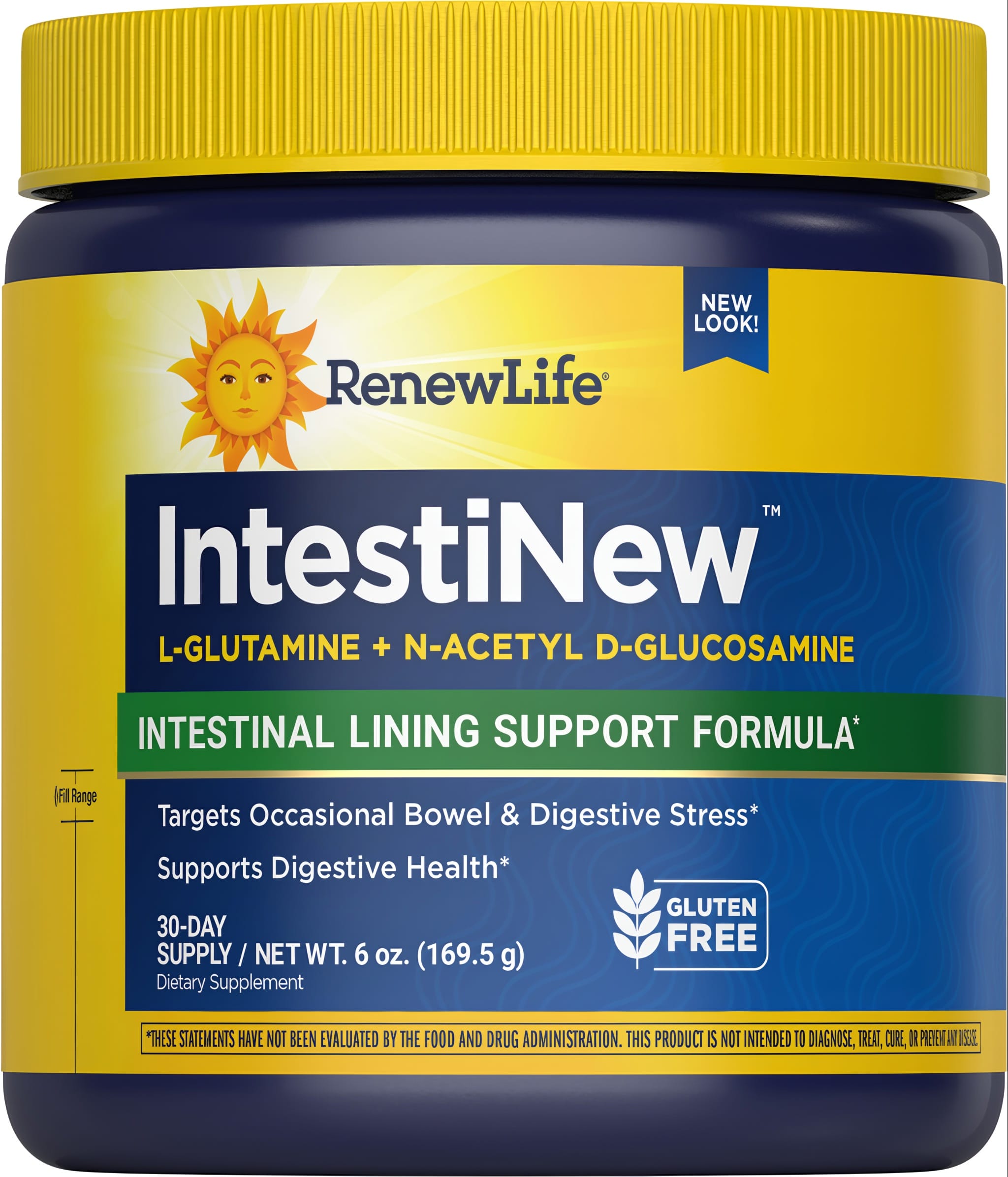 IntestiNew Powder, L-Glutamine and N-Acetyl D-Glucosamine, supports intestinal lining, 6.0 oz (169.5 g) container.