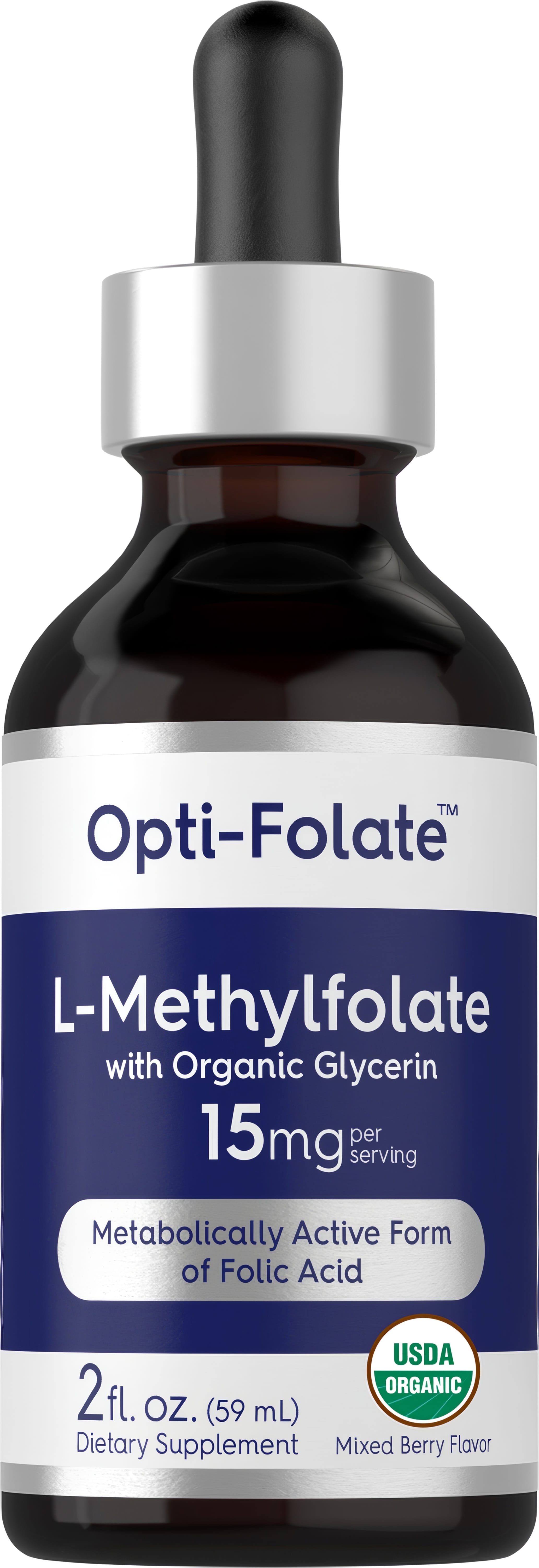 L-Methylfolate (Organic), 15 mg (per serving), 2 fl oz (59 mL) Dropper Bottle