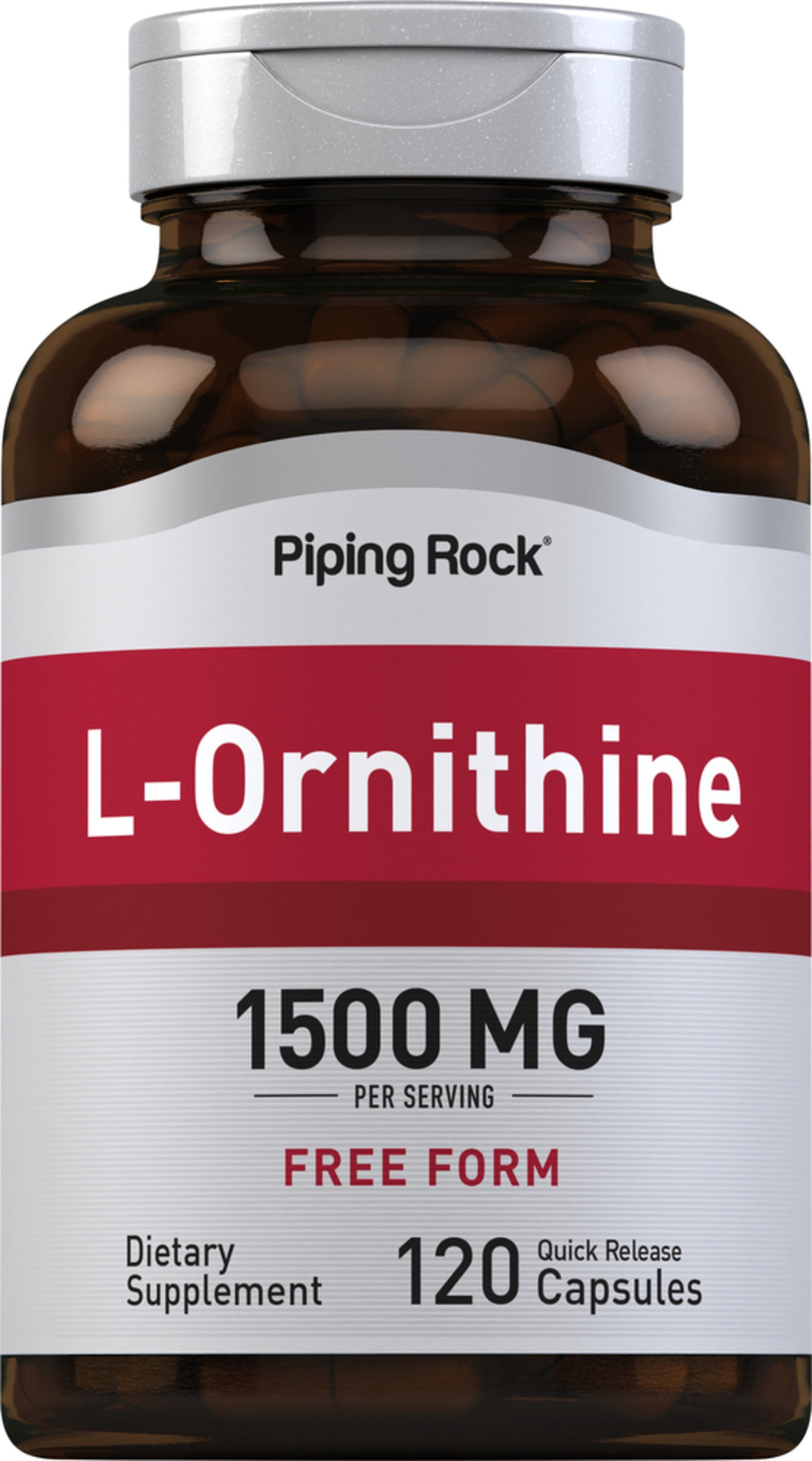 L-Ornithine, 1500 mg (per serving), 120 Quick Release Capsules