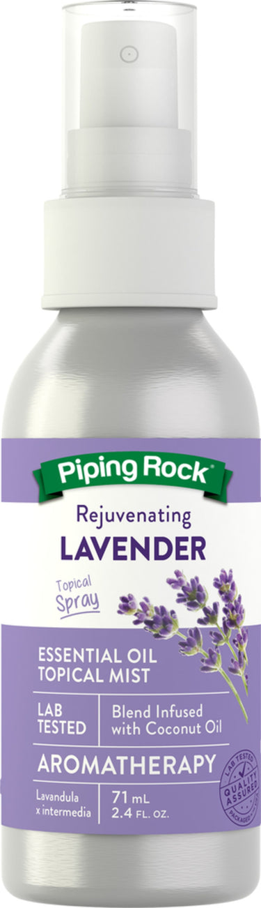 A 2.4 FL. OZ. bottle of Lavender Essential Oil Topical Mist, suitable for soothing and aromatherapy purposes.
