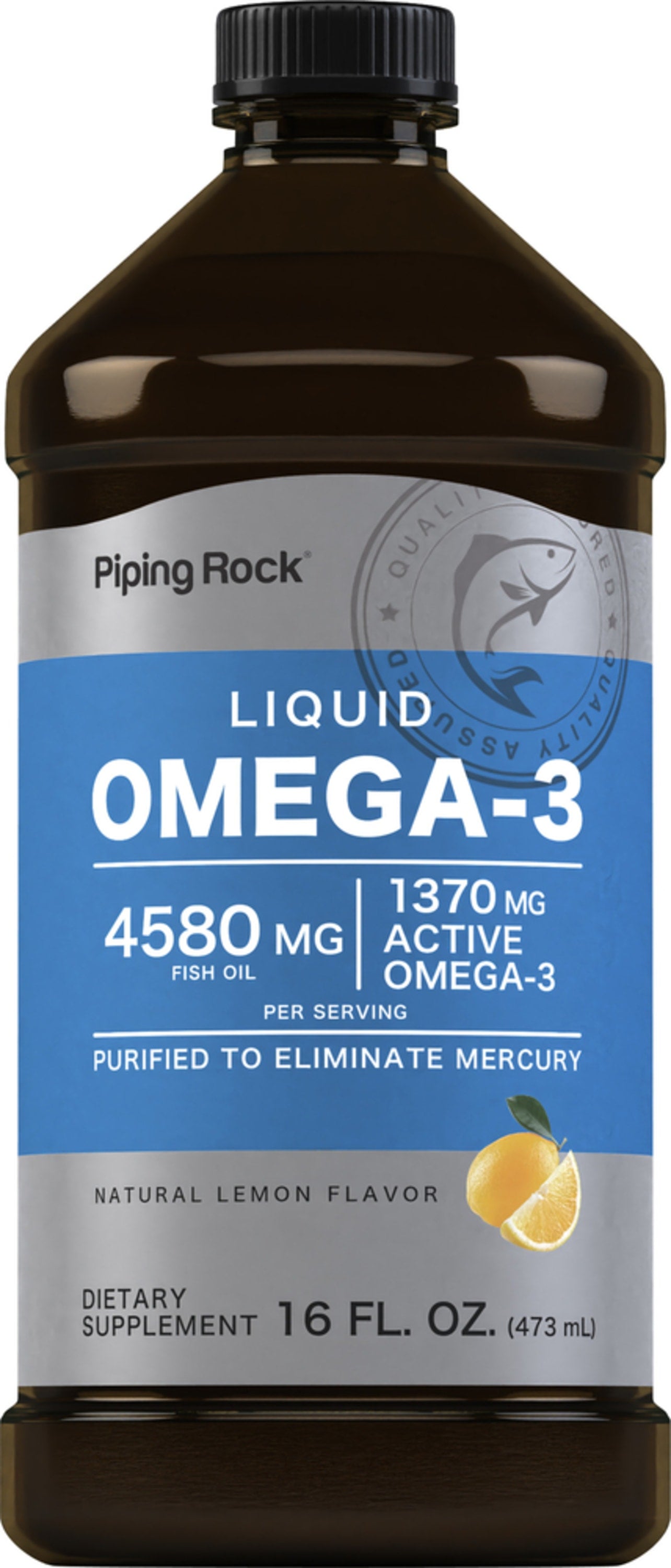 Liquid Omega-3 (Natural Lemon), 4580 mg (per serving), 16 fl oz (473 mL) Bottle