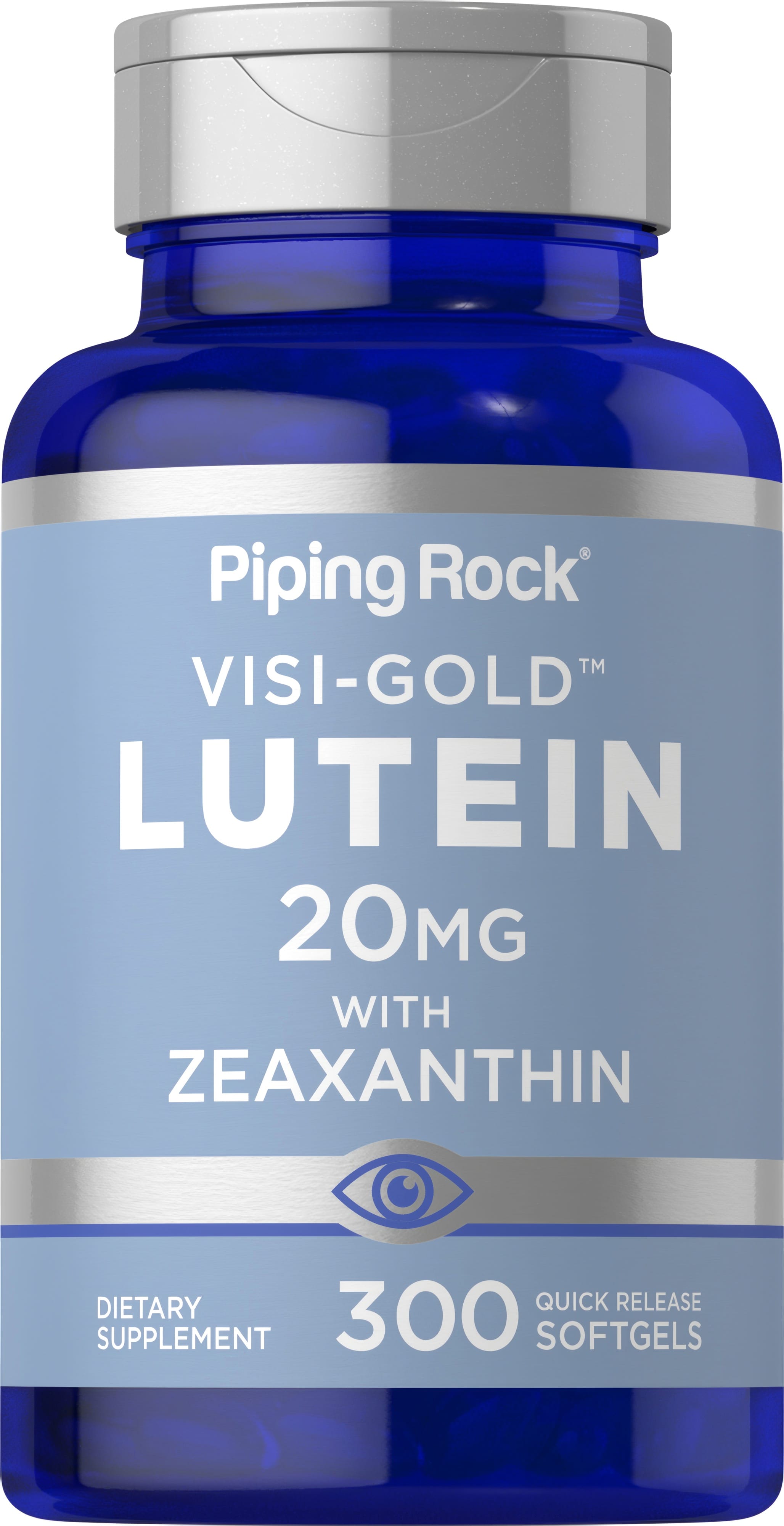 Visi-Gold Lutein 20 mg with Zeaxanthin, 300 quick release softgels bottle.