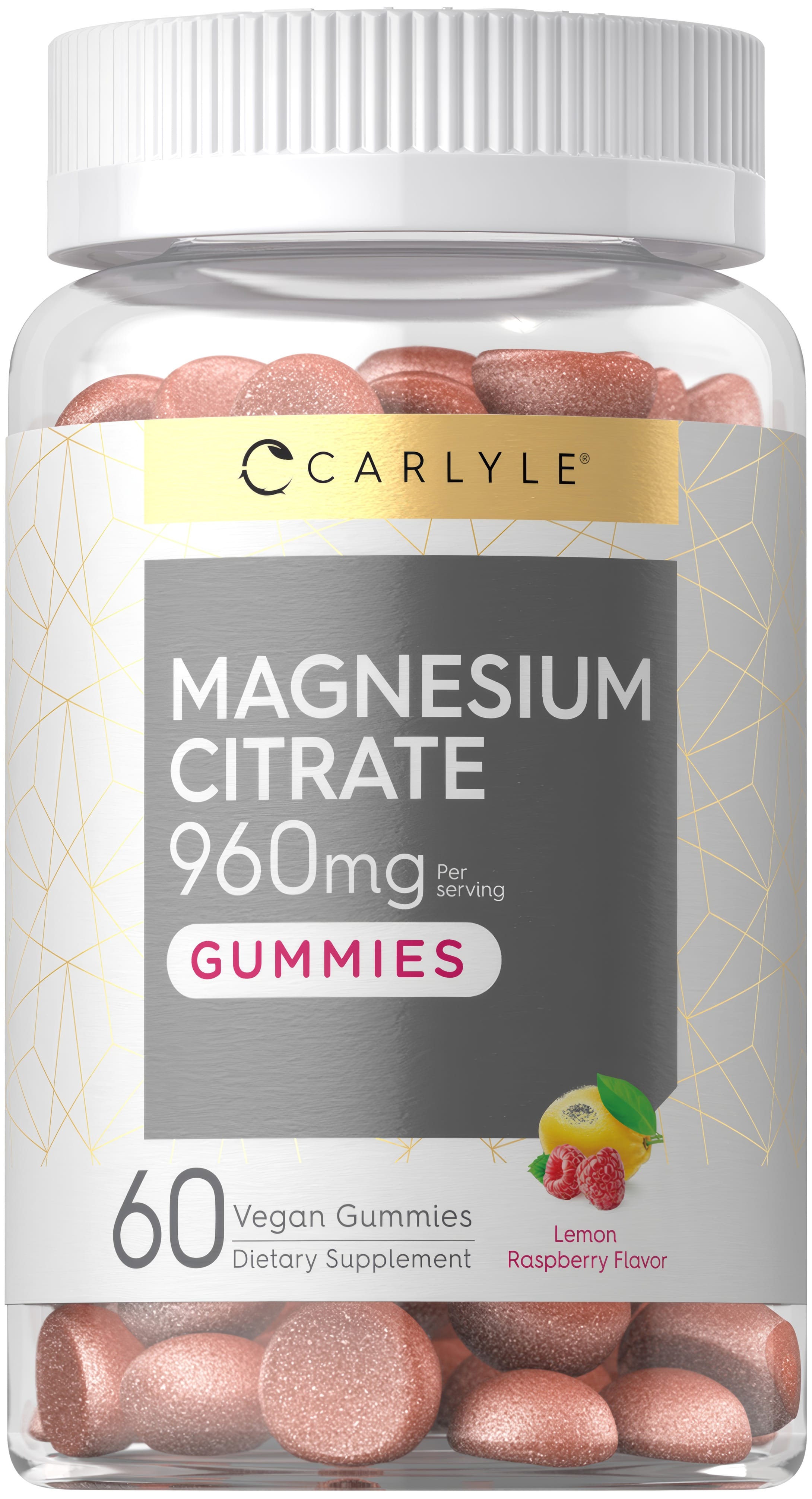 Magnesium Citrate (Lemon Raspberry), 960 mg (per serving), 60 Vegan Gummies