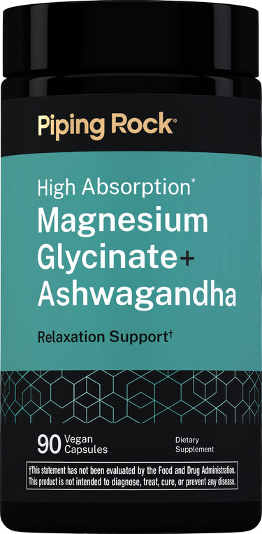 Magnesium Glycinate + Ashwagandha, 90 Vegan Capsules