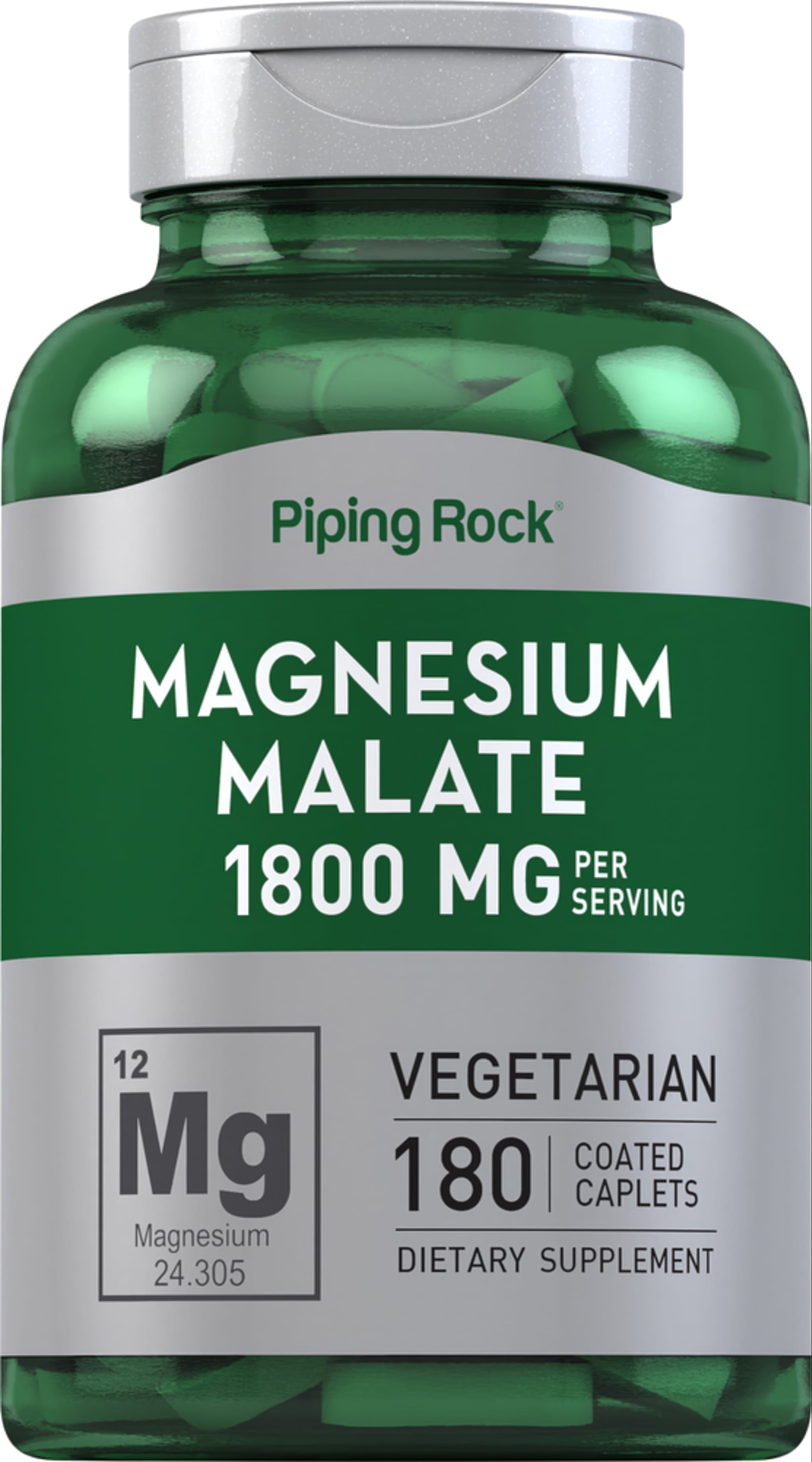 Magnesium Malate, 1800 mg (per serving), 180 Caplets