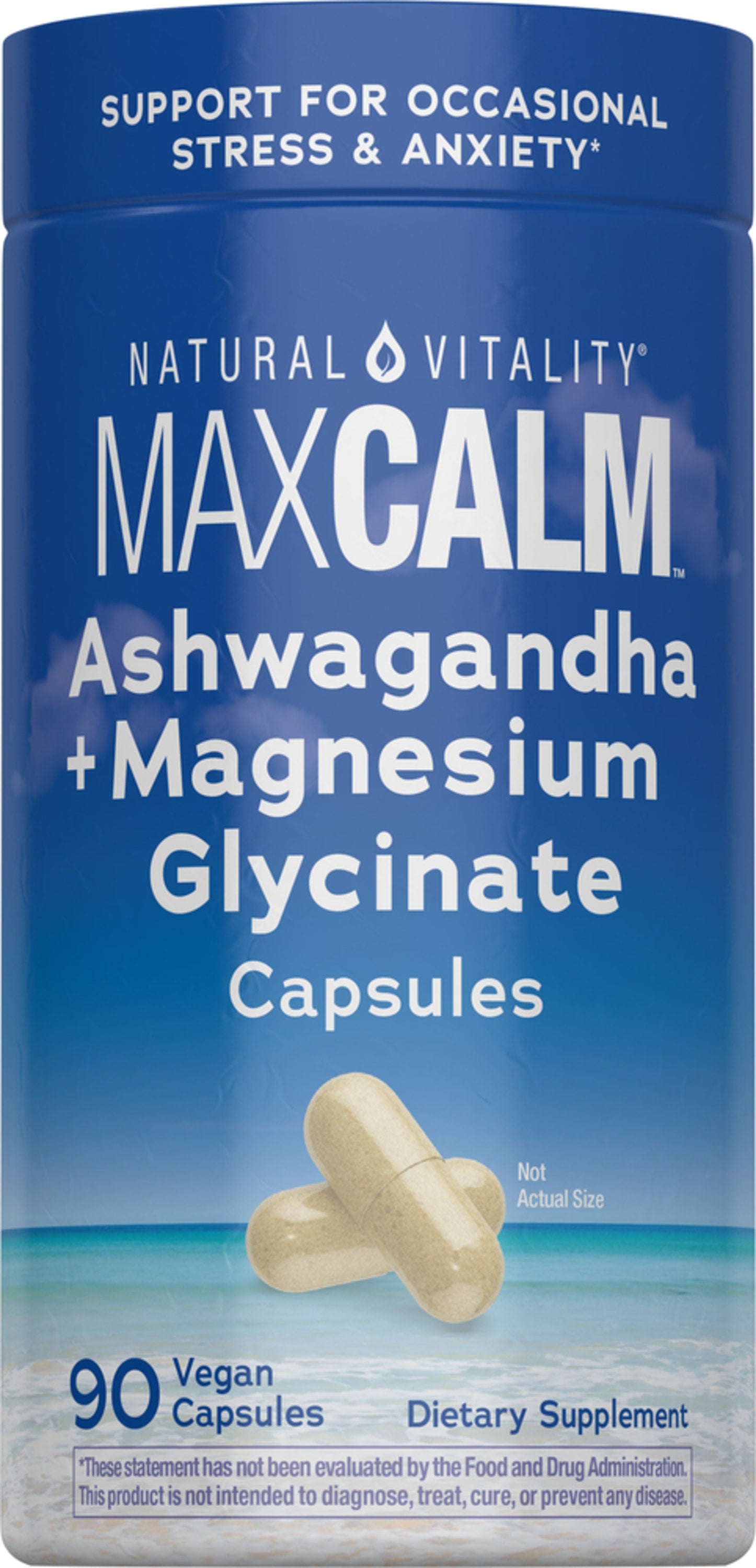 MAXCALM Ashwagandha + Magnesium Glycinate, 90 Vegan Capsules