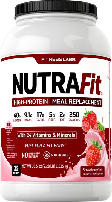 Meal Replacement Shake NutraFit (Strawberry Swirl), 2.28 Lbs (1.035 kg) Bottle