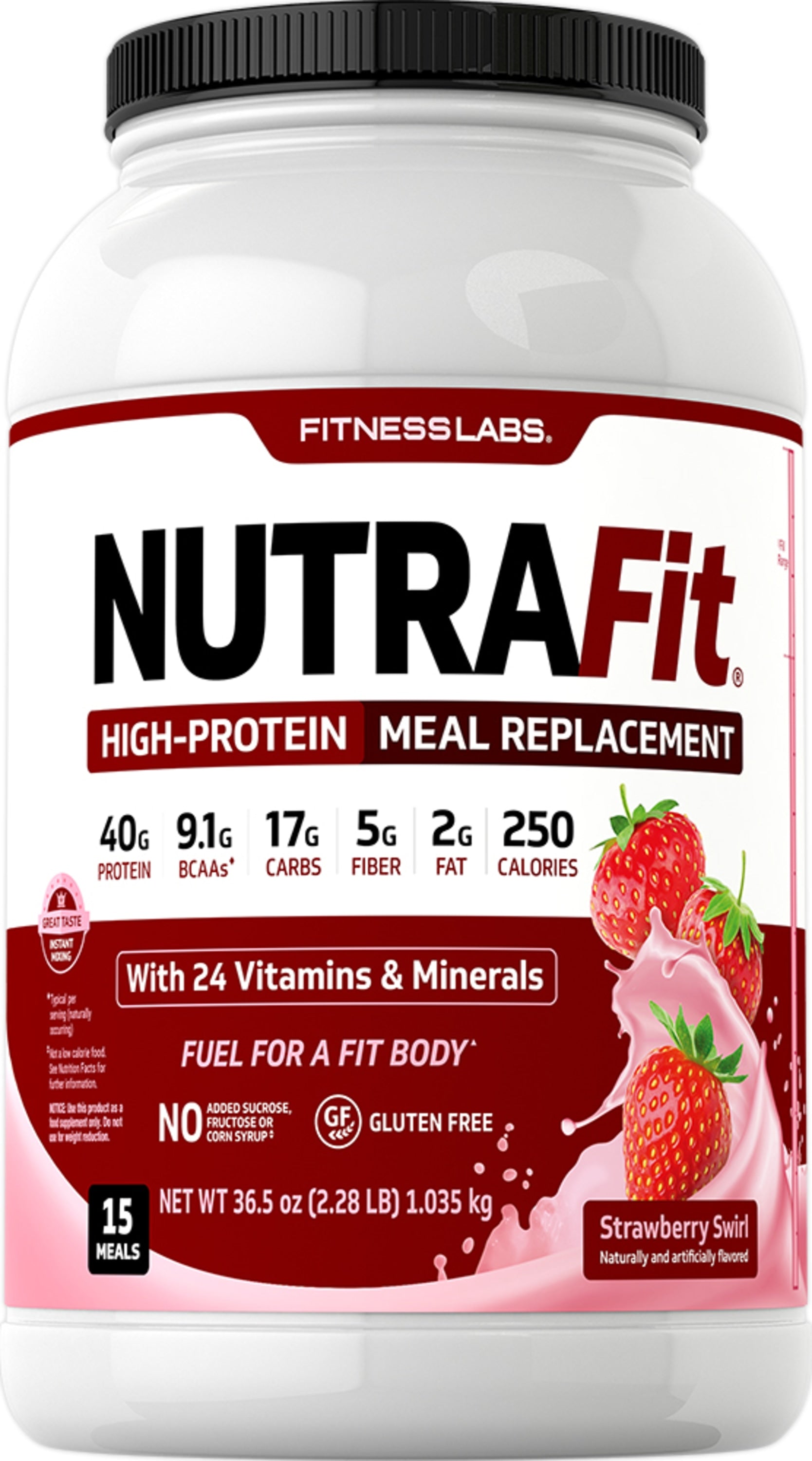 Meal Replacement Shake NutraFit (Strawberry Swirl), 2.28 Lbs (1.035 kg) Bottle