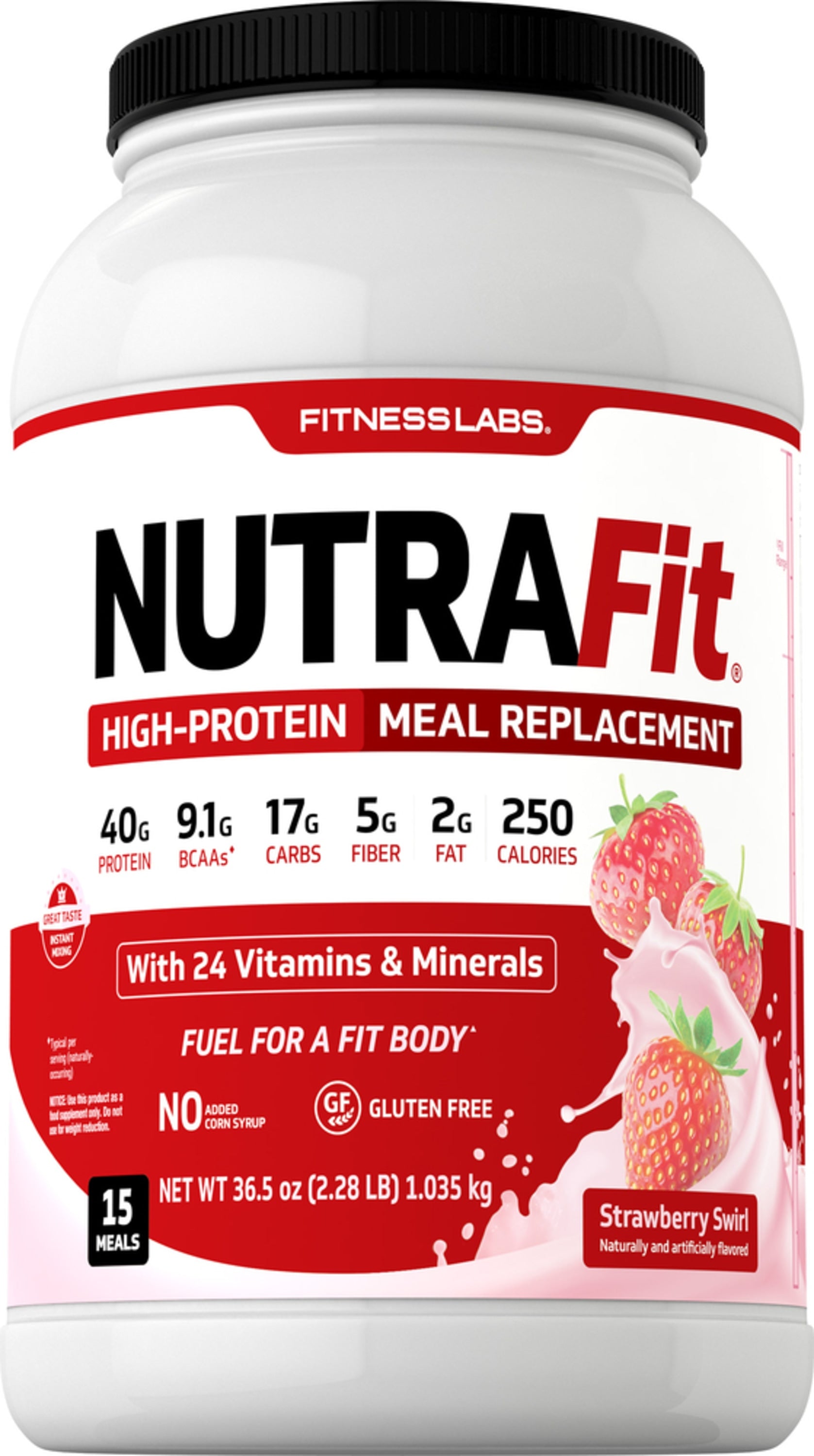 Meal Replacement Shake NutraFit (Strawberry Swirl), 2.28 Lbs (1.035 kg) Bottle