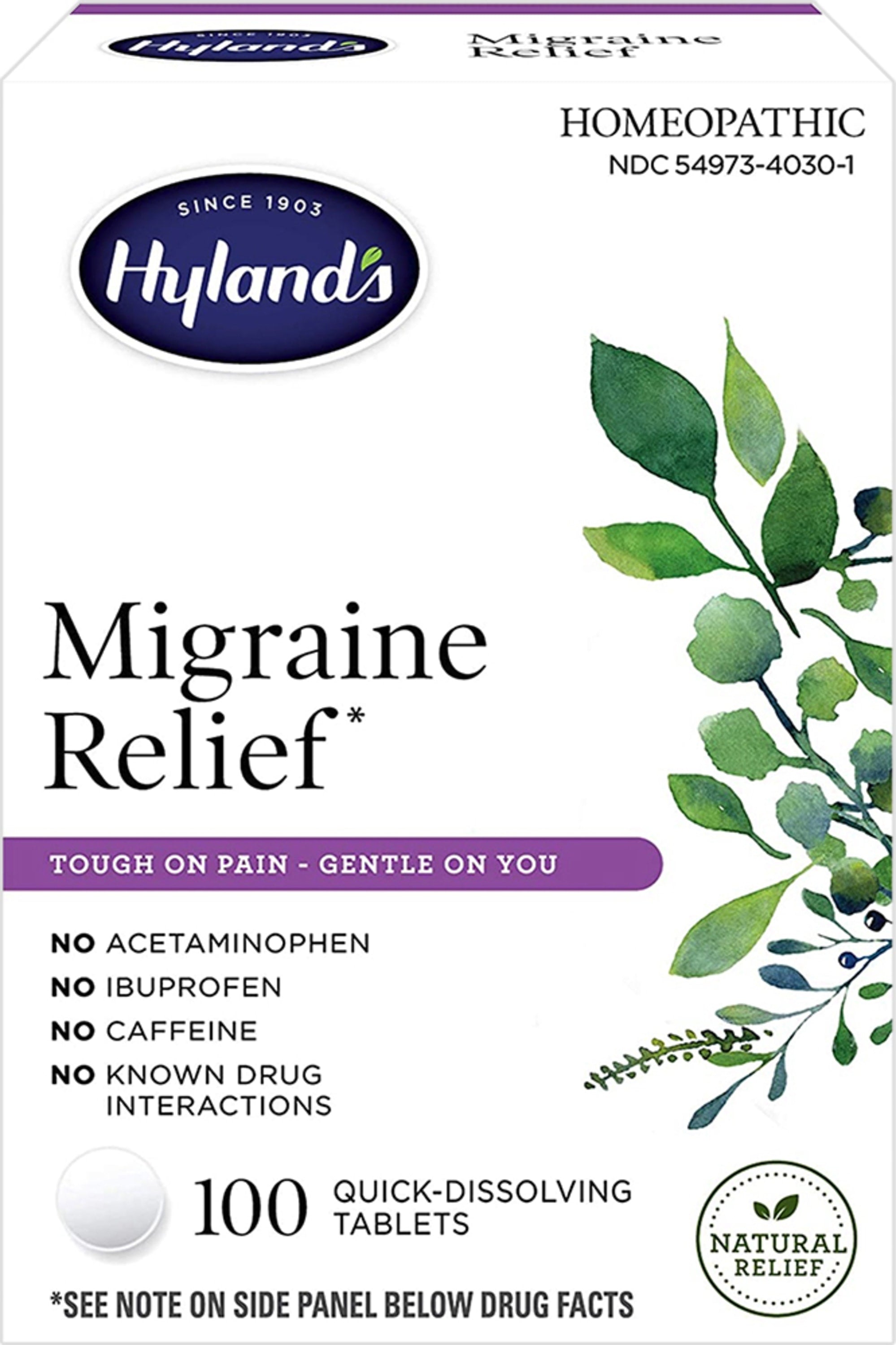 Migraine Headache Relief Homeopathic Formula, 100 Tablets