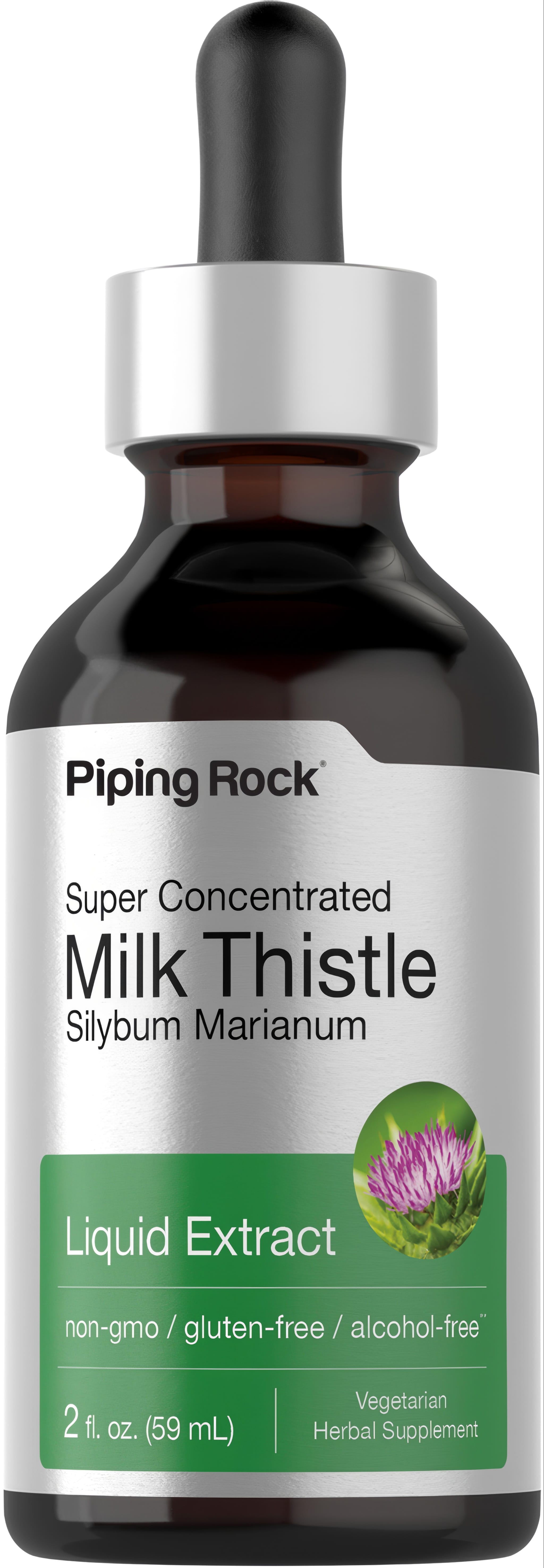Super Concentrated Milk Thistle Silybum Marianum Liquid Extract, non-GMO, gluten-free, alcohol-free, 2 fl. oz. (59 mL).