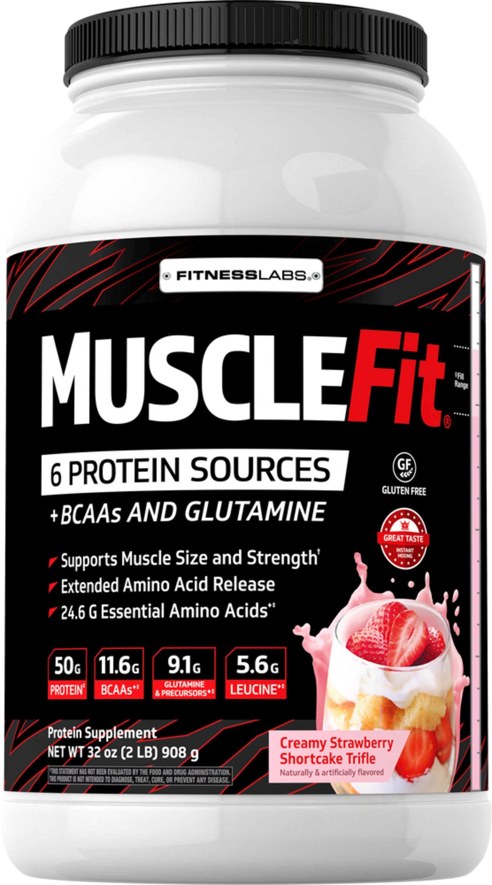 MuscleFit Protein Powder (Creamy Strawberry Shortcake Trifle), 2 lb (908 g) Bottle