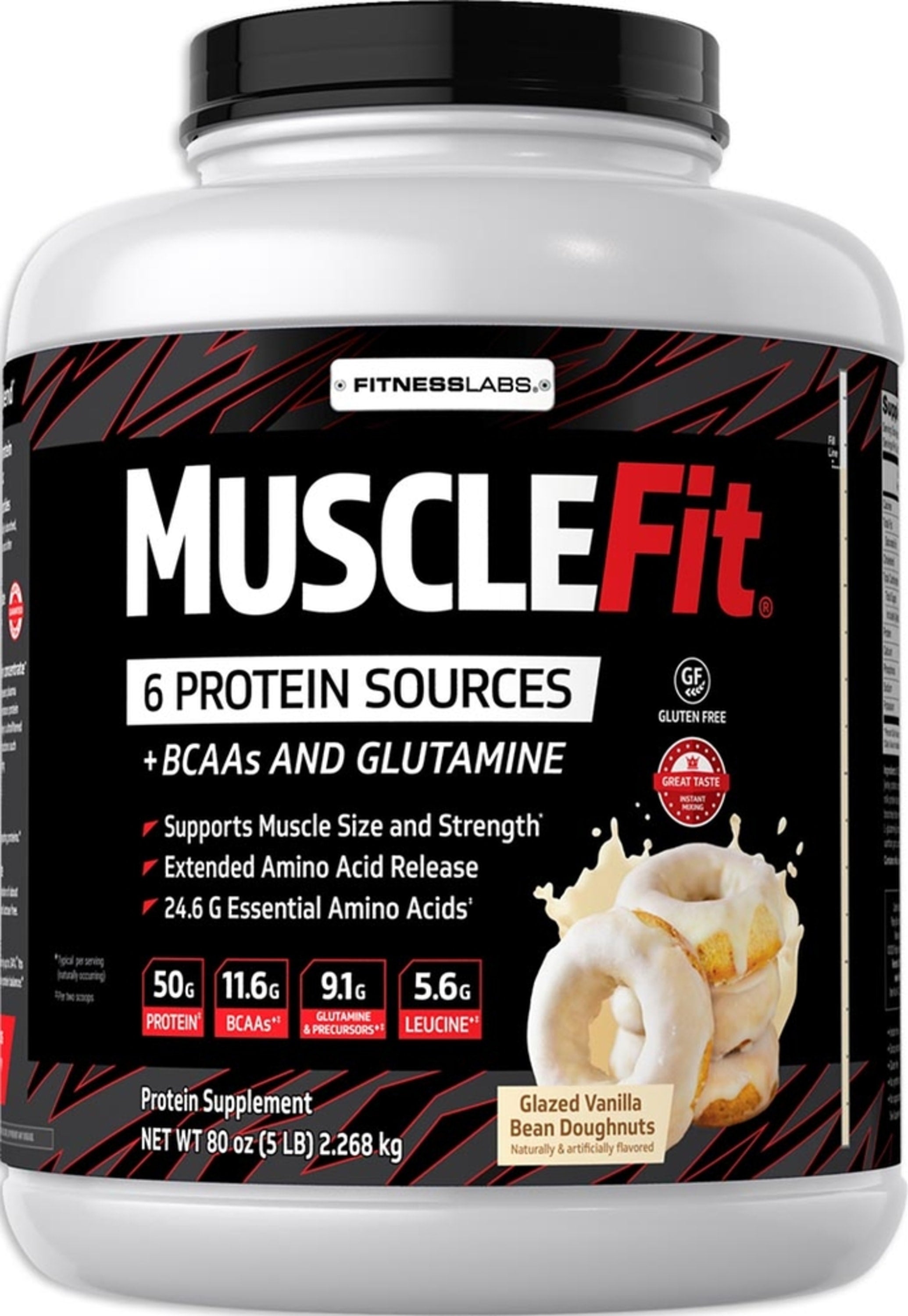 MuscleFit Protein Powder (Glazed Vanilla Bean Doughnuts), 5 lb (2.268 kg) Bottle