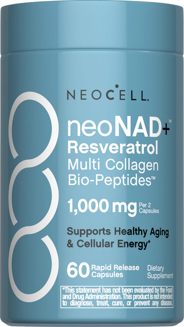 NAD + Resveratrol, Multi Collagen Bio-Peptides, 1000 mg, 60 Rapid Release Capsules