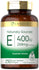 Carlyle Naturally-Sourced Vitamin E 400 IU with 250 Quick Release Softgels, gluten free, 268mg per serving.