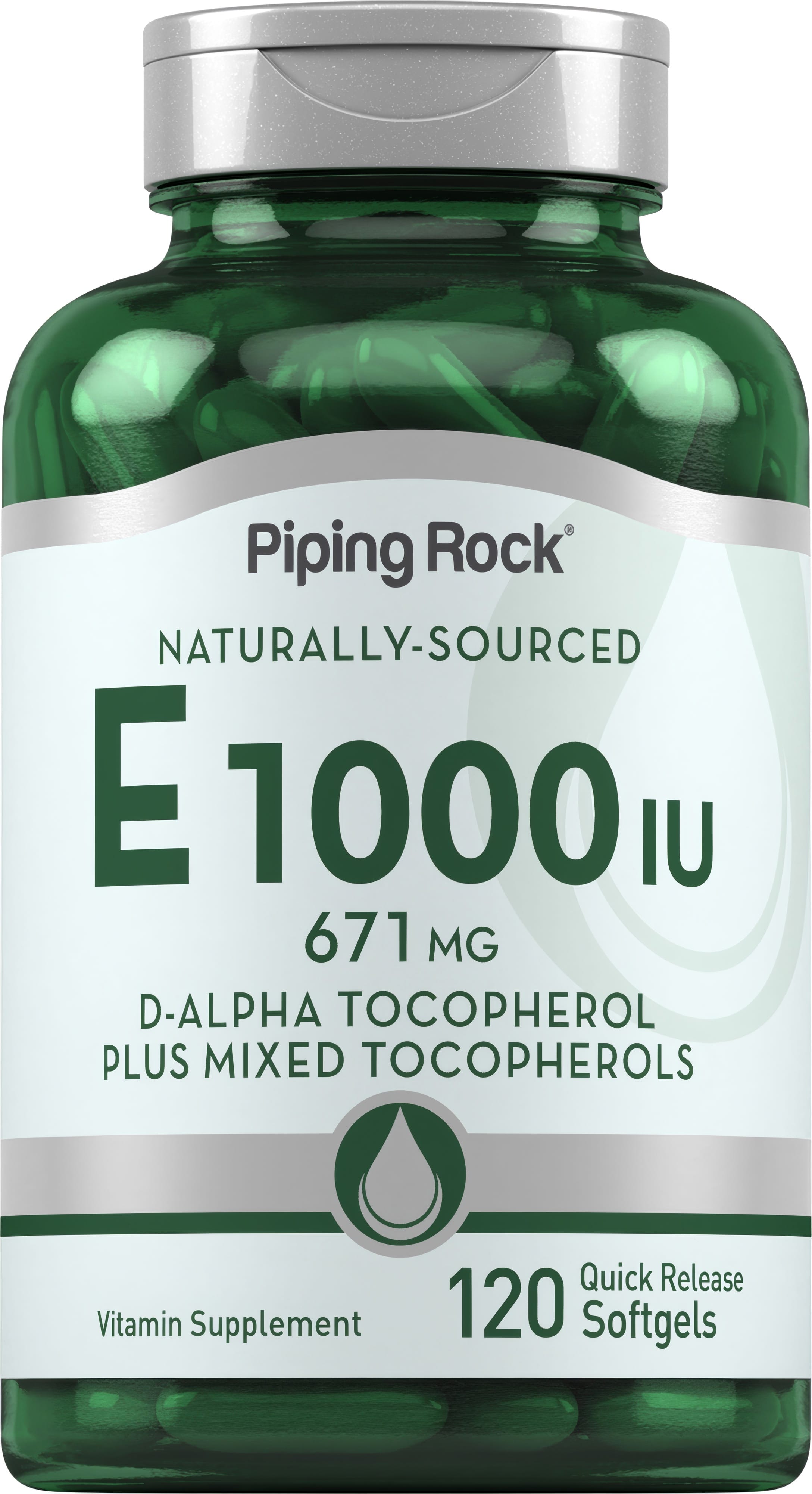 Natural Vitamin E Plus Mixed Tocopherols, 1000 IU, 120 Quick Release Softgels