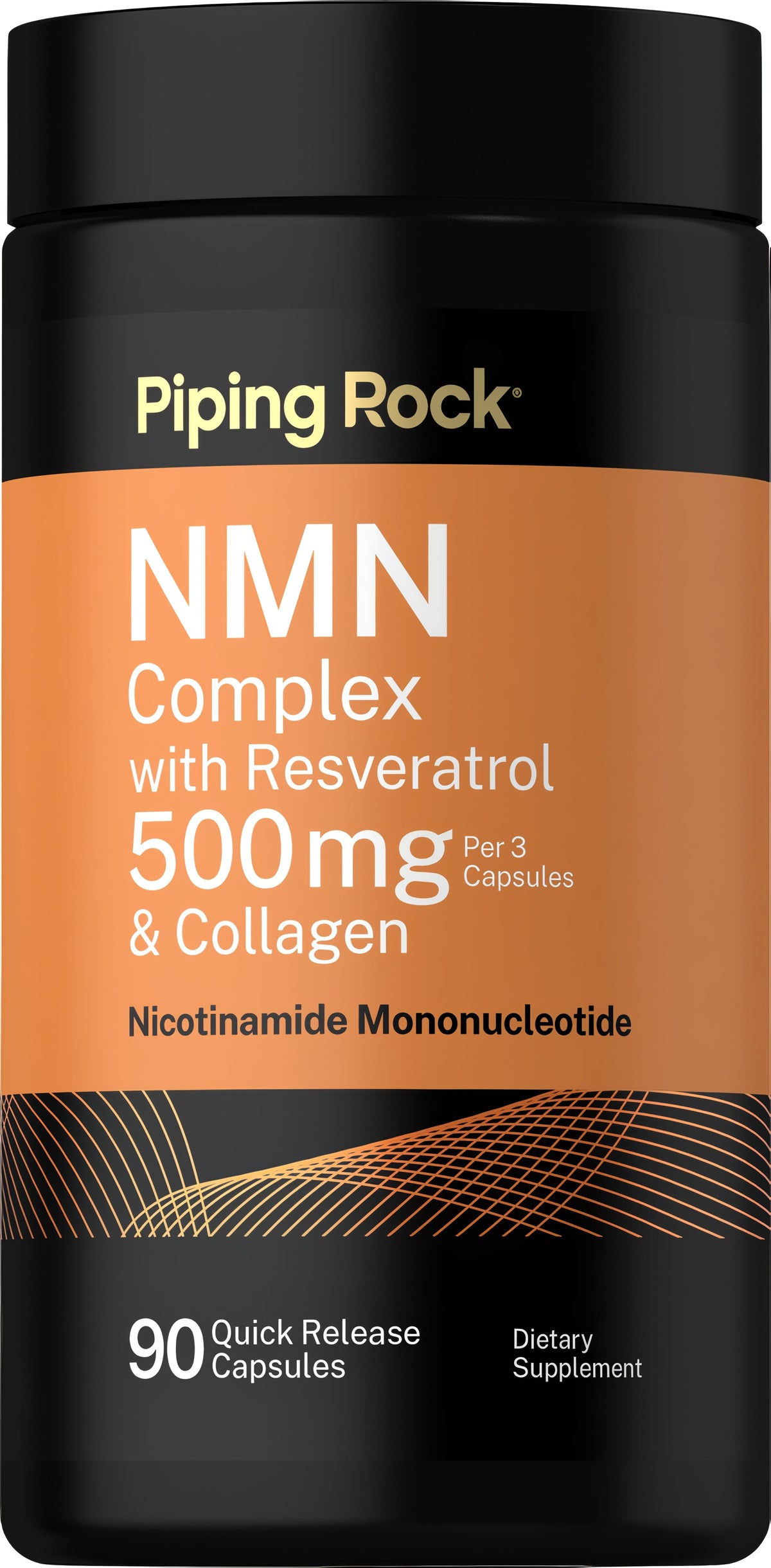 NMN Complex with Resveratrol and Collagen, offering 500mg per 3 quick release capsules, includes a total of 90 capsules.