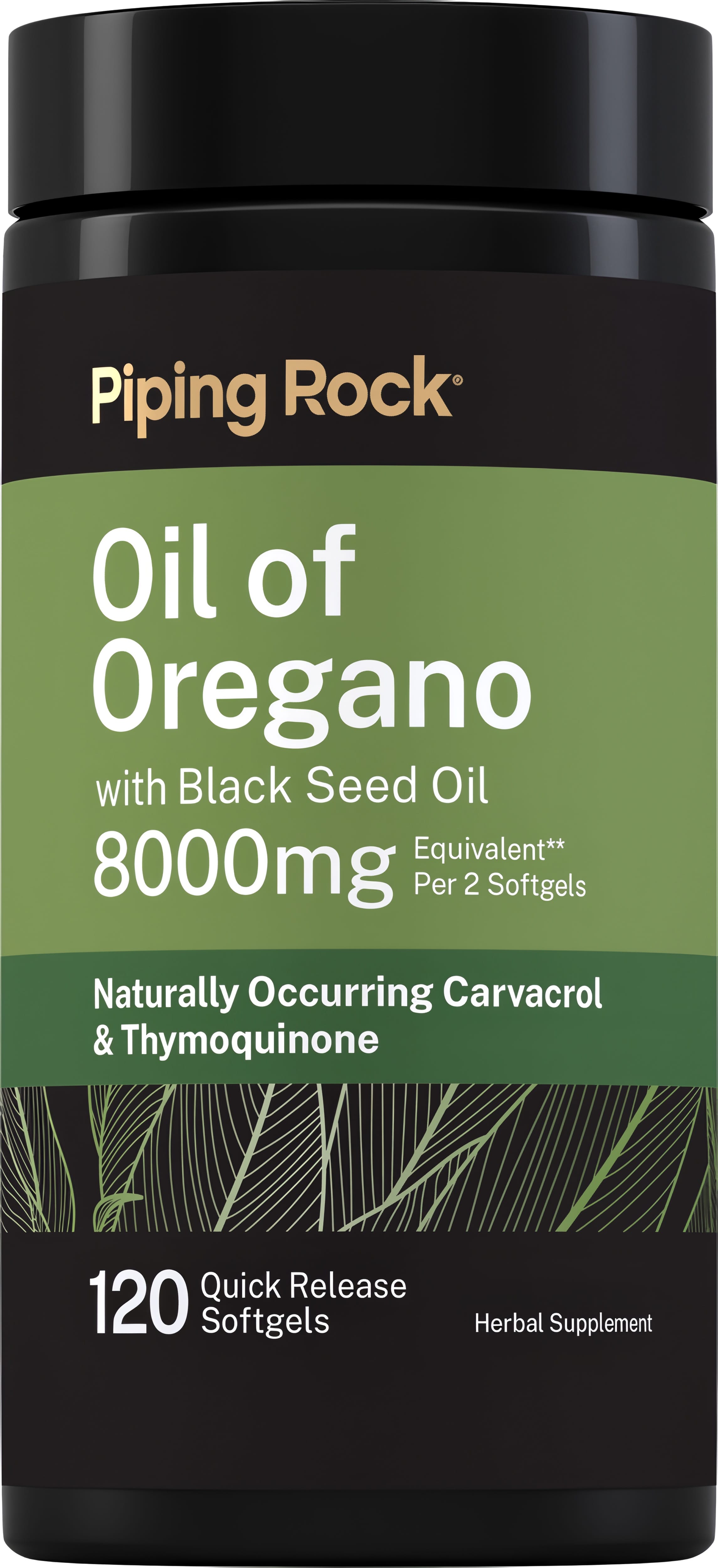 Oil of Oregano with Black Seed Oil, 8000 mg (per serving), 120 Quick Release Softgels