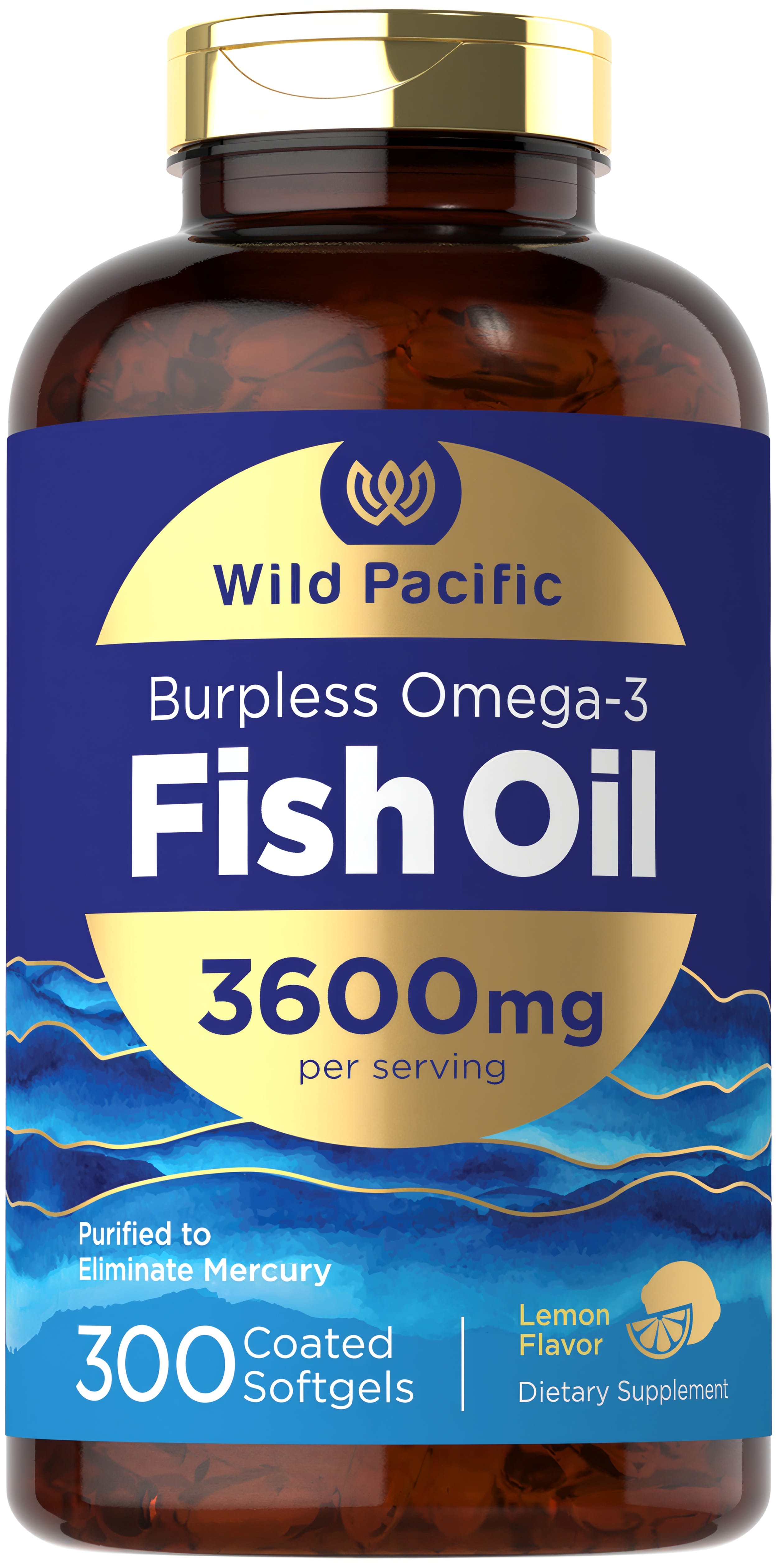Omega-3 Fish Oil Burpless, 3600 mg (per serving), 300 Coated Softgels