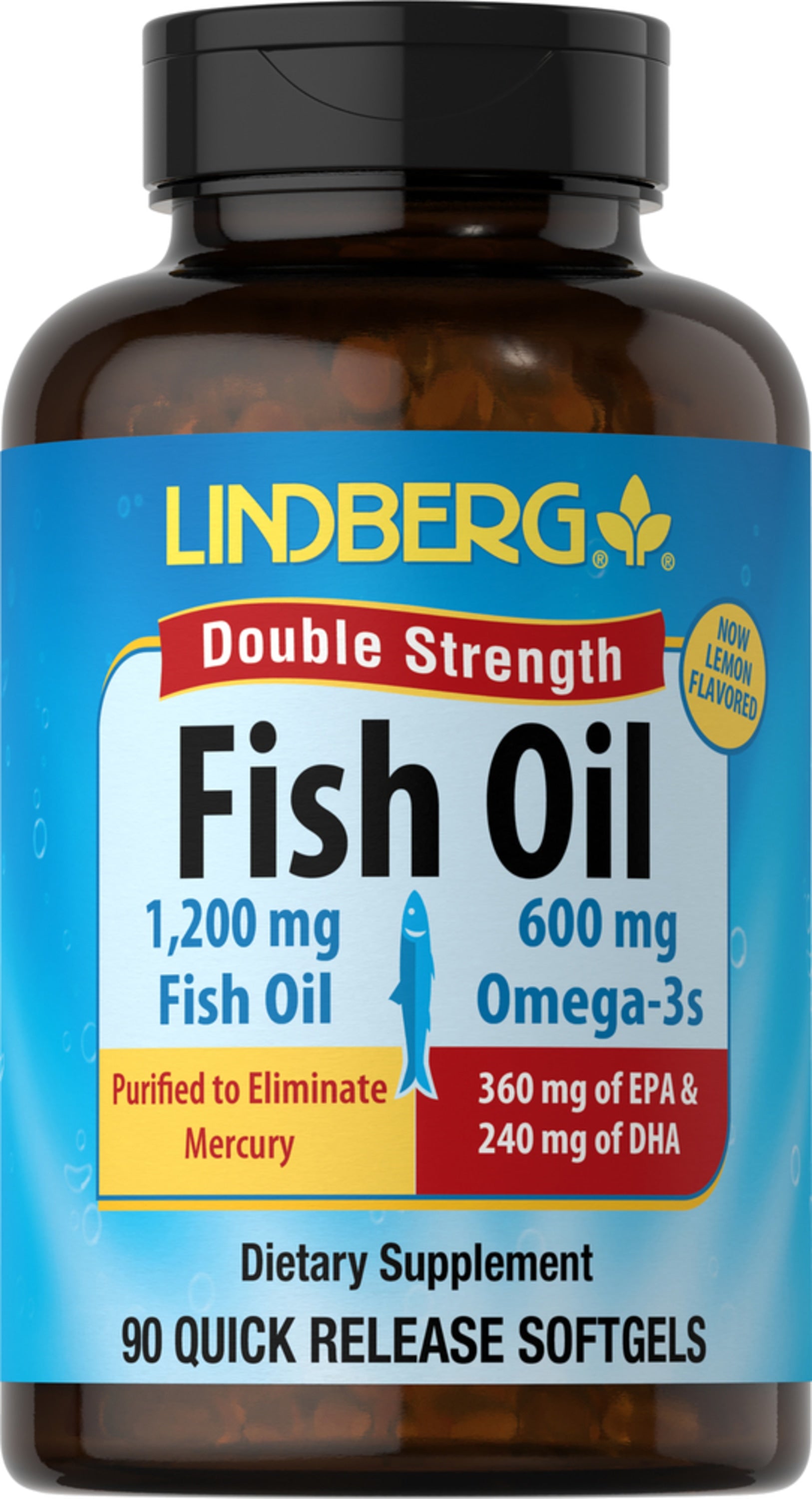 Omega-3 Fish Oil (Double Strength), 1200 mg, 90 Softgels