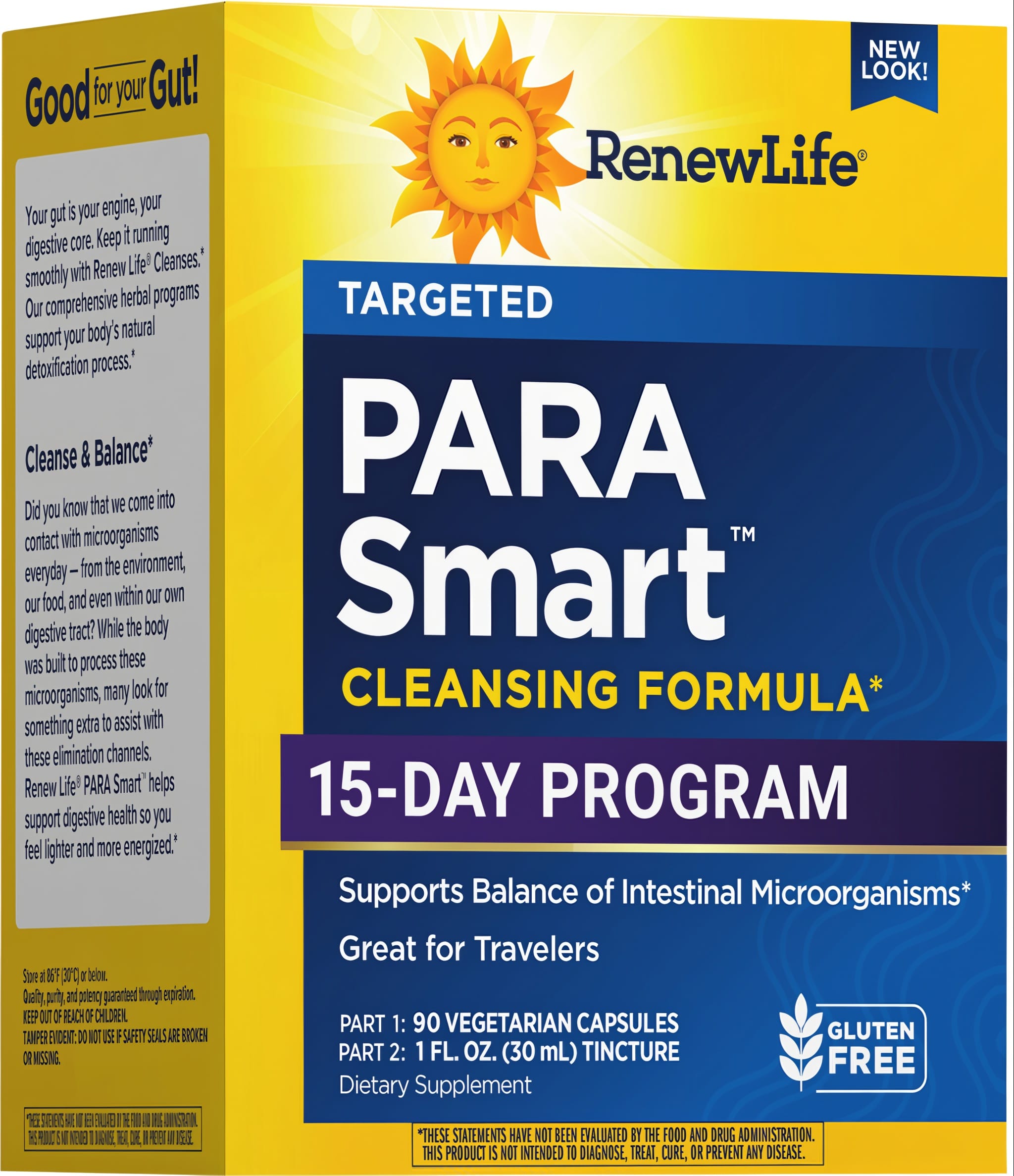 RenewLife PARA Smart Cleansing Formula, 15-Day Program, 90 Vegetarian Capsules, 1 fl. oz. (30 mL) Tincture, Gluten Free.