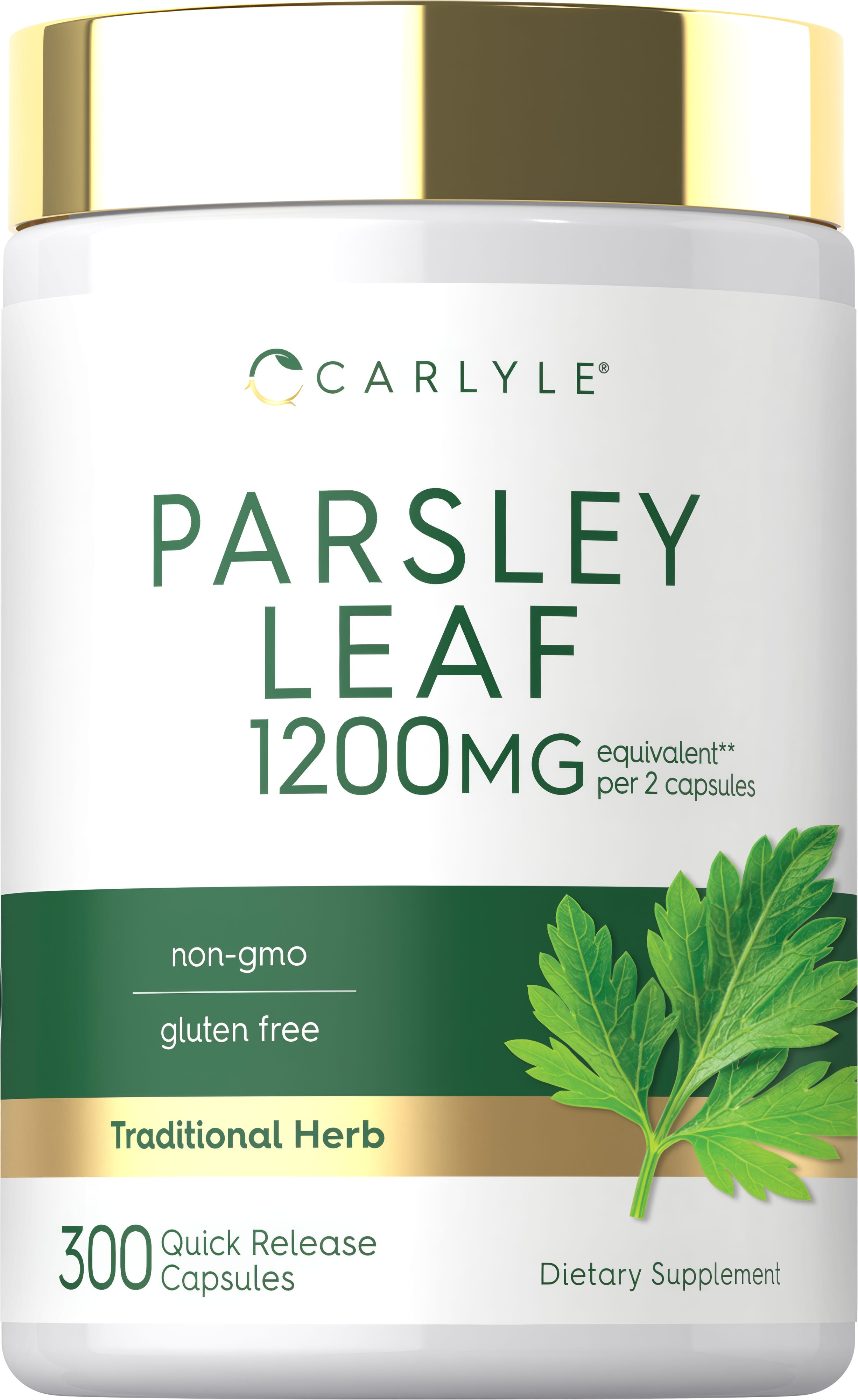 Parsley Leaf capsules provide 1200 mg equivalent per serving; includes 300 quick release capsules.