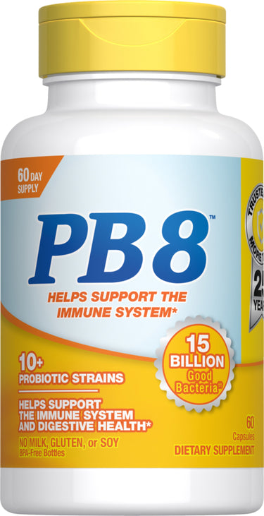 Supplement Facts for PB8 Immune Probiotic 60 Capsules.