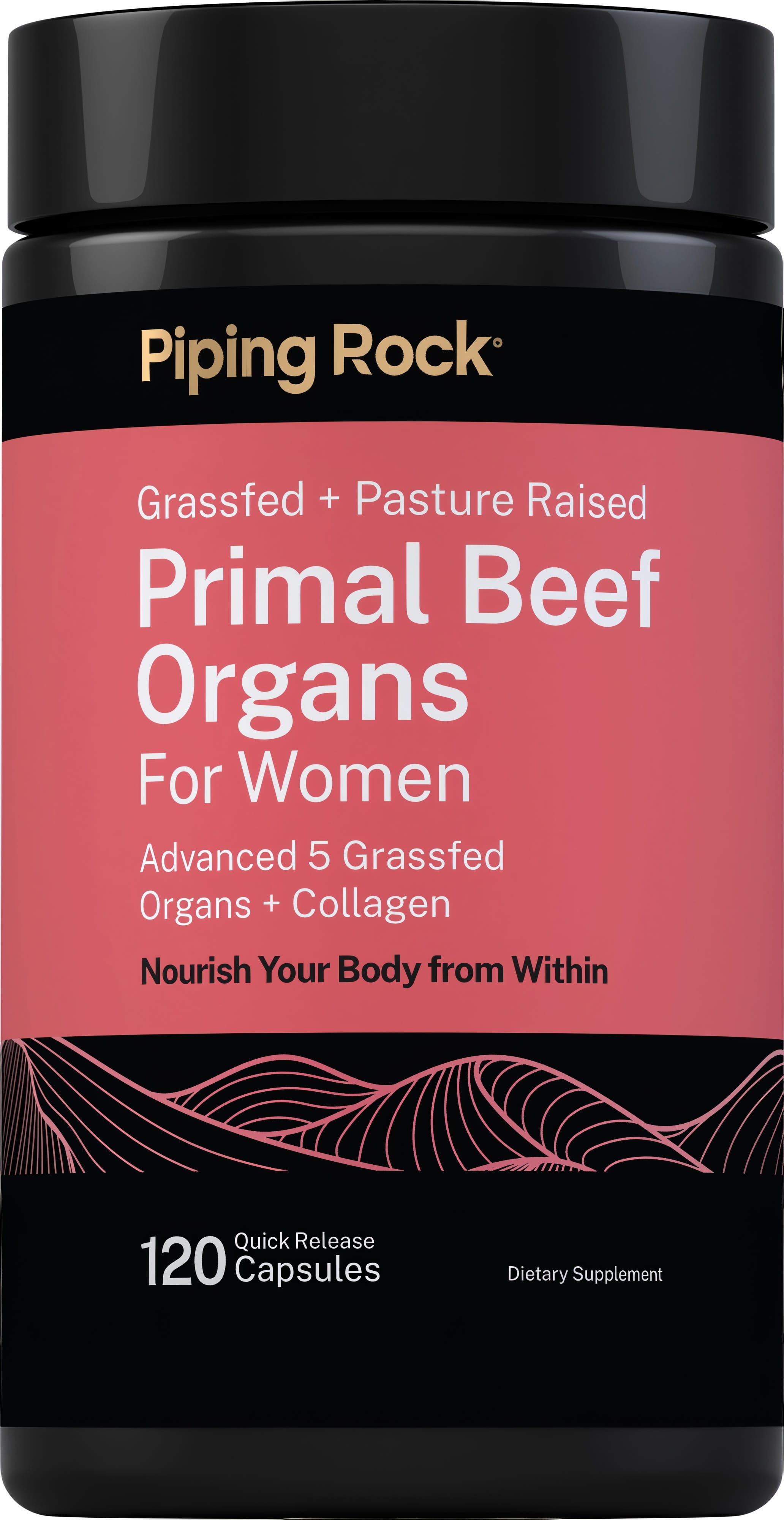 Primal Beef Organs for Women (Grassfed + Pasture Raised), 120 Quick Release Capsules