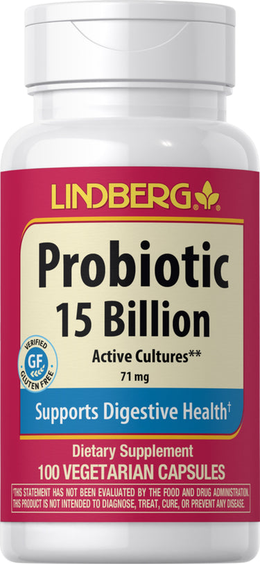 Probiotic 14 Strains 15 Billion Active Cells plus Prebiotic, 100 Vegetarian Capsules