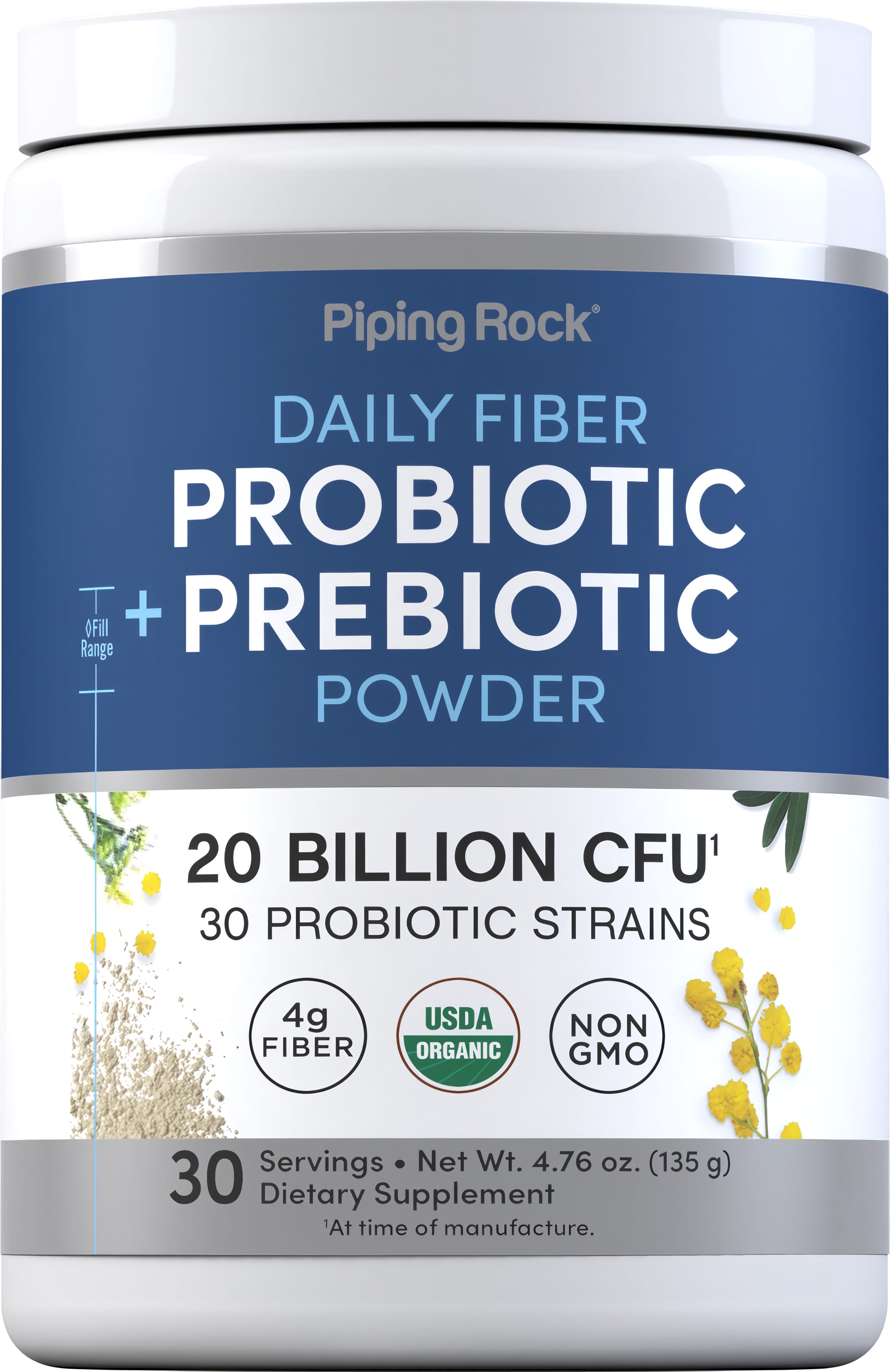 Probiotic + Prebiotic Powder (Organic), 20 Billion CFU, 4.76 oz (135 g) Bottle