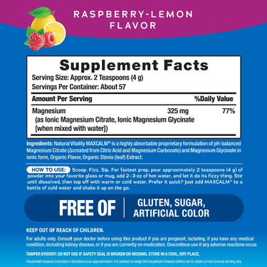 MAXCALM Powder Raspberry-Lemon, 8 oz (227 g)