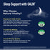 Graphic of NV Calm Sleep Mag Glycinate with Melatonin: Includes 'Sleep Support', Magnesium Glycinate, Melatonin, CERTIFIED RAW, C.L.E.A.N.
