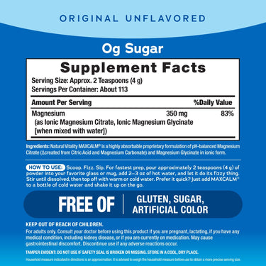 MAXCALM Powder Unflavored, 16 oz (453 g)