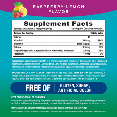 CALM plus Calcium Powder Raspberry-Lemon, 8 oz (226 g)
