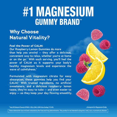 CALM Gummies Raspberry-Lemon Flavor, 60 Tasty Gummies