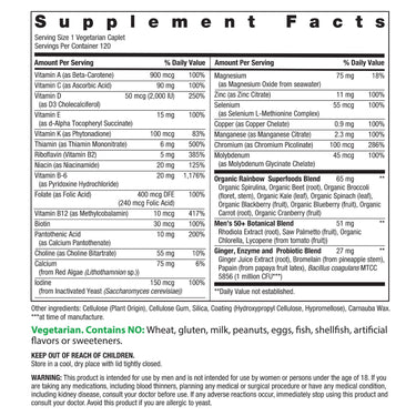 Men's One 50+ plus Real Food Nutrients, 120 Vegetarian Caplets