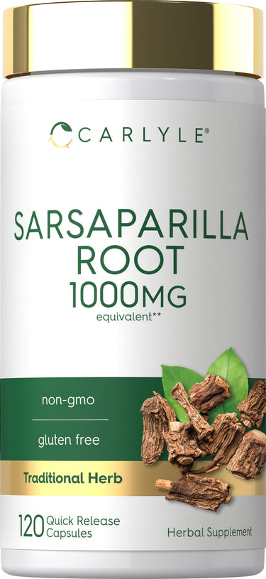 Carlyle Sarsaparilla Root 1000mg equivalent, 120 Quick Release Capsules. Non-GMO, gluten-free, traditional herb.