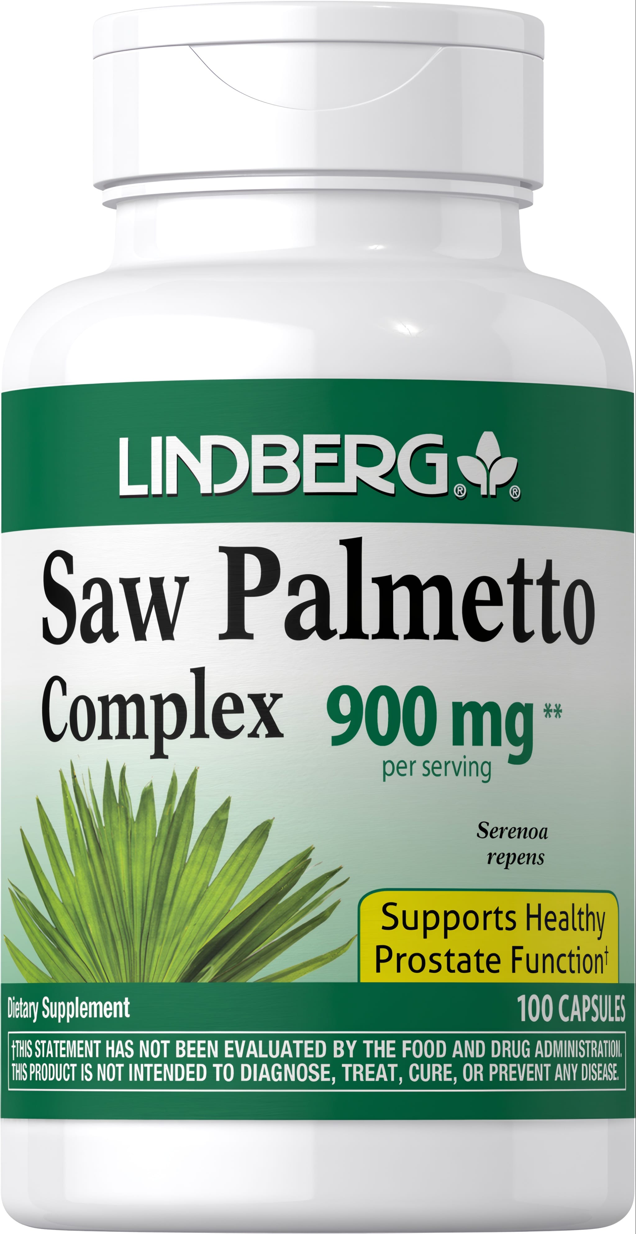 Saw Palmetto Complex, 900 mg per serving, available in a 100-capsule bottle.